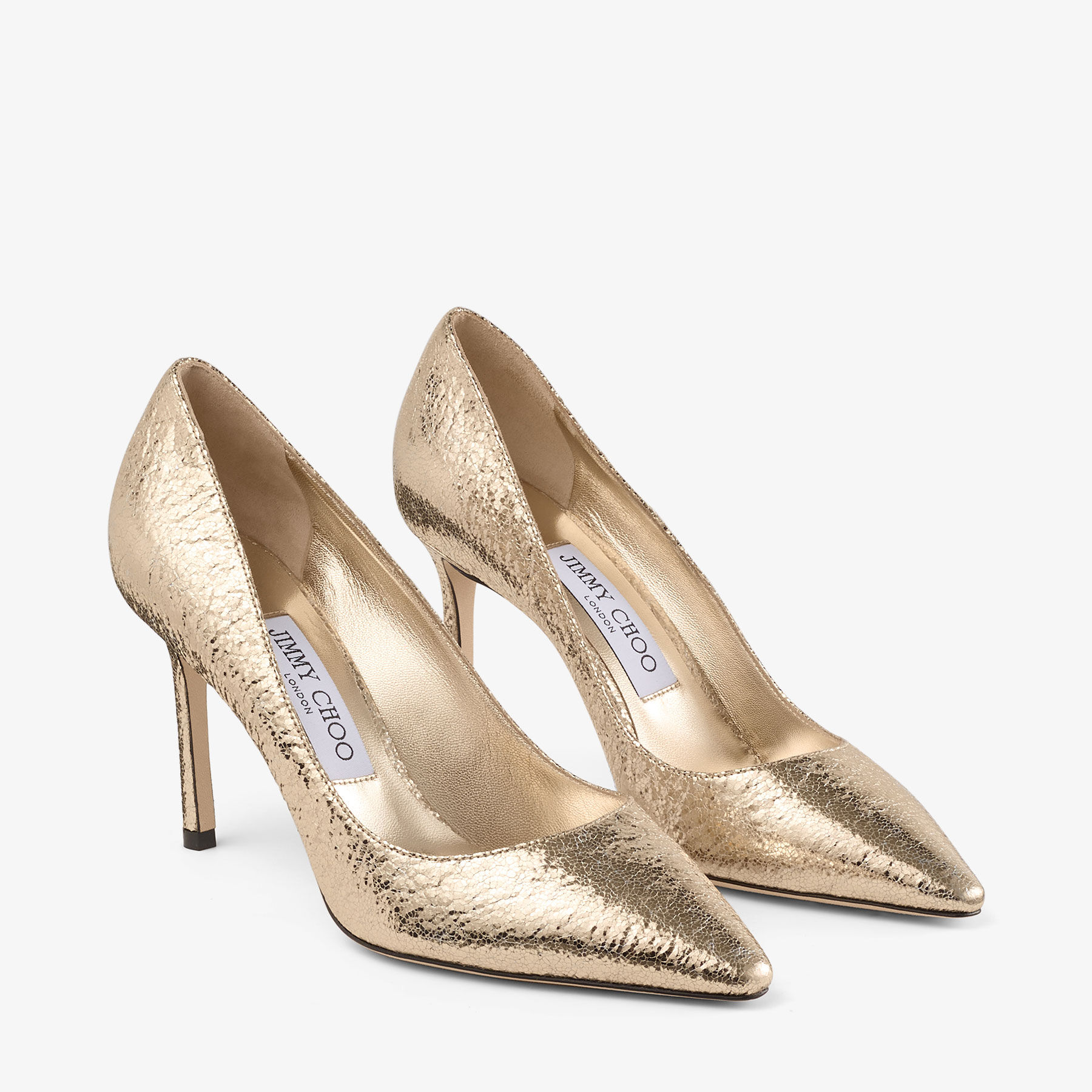 Jimmy Choo ゴールド グリッター ハイヒール Romy 85 | Gold Crushed Metallic Pointy Toe Pumps | JIMMY CHOO