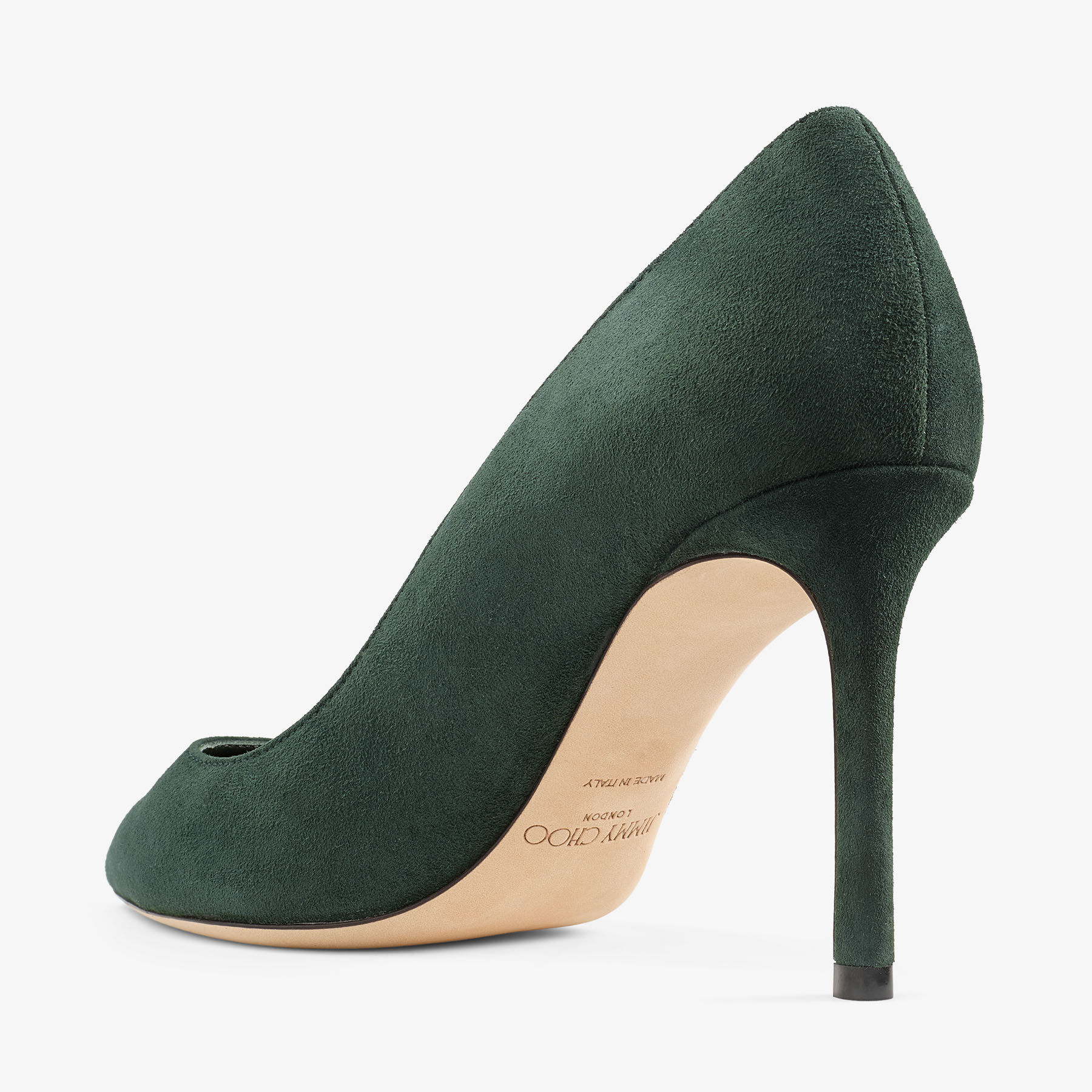 Romy 85 | British Green Tonal Suede Pumps | JIMMY CHOO
