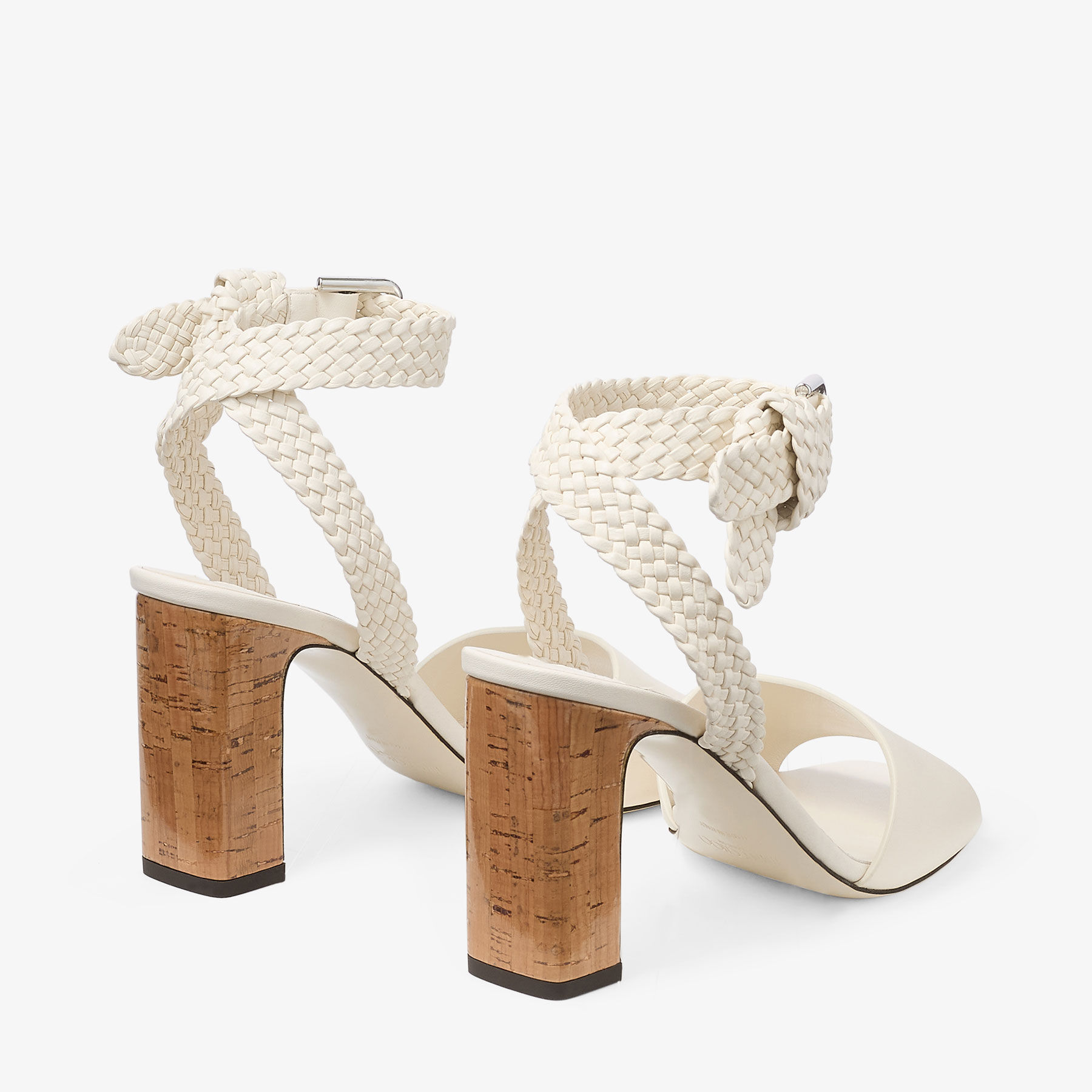 Rori 85 | Latte Shiny Calf Leather and Shiny Cork Sandals | JIMMY CHOO