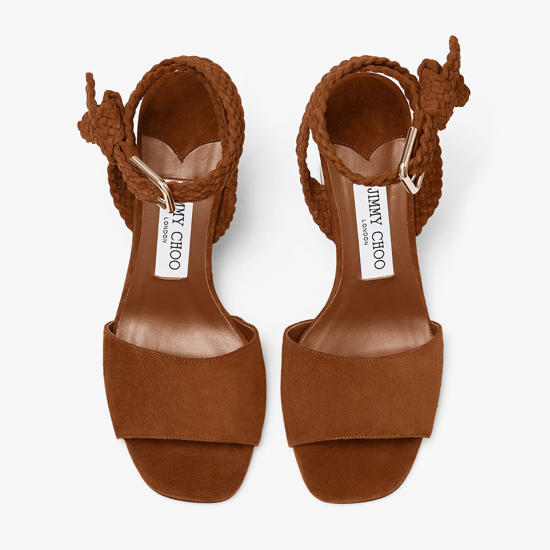 Rori 85 | Tan Suede and Shiny Cork Sandals | JIMMY CHOO