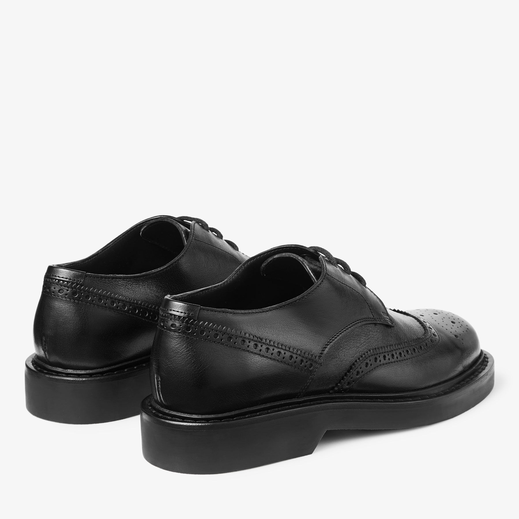 Rowan Brogue Derby | Black Vintage Leather Loafer | JIMMY CHOO