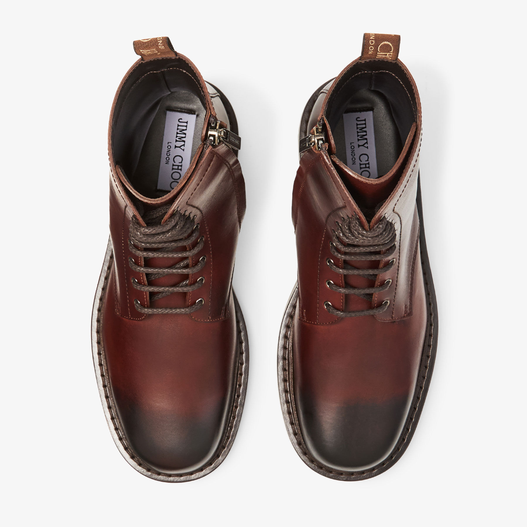 JIMMY CHOO焦げ茶色ブーツ41 Rowan Derby Boot | Chestnut Waxed Calf Leather Ankle Boots | JIMMY