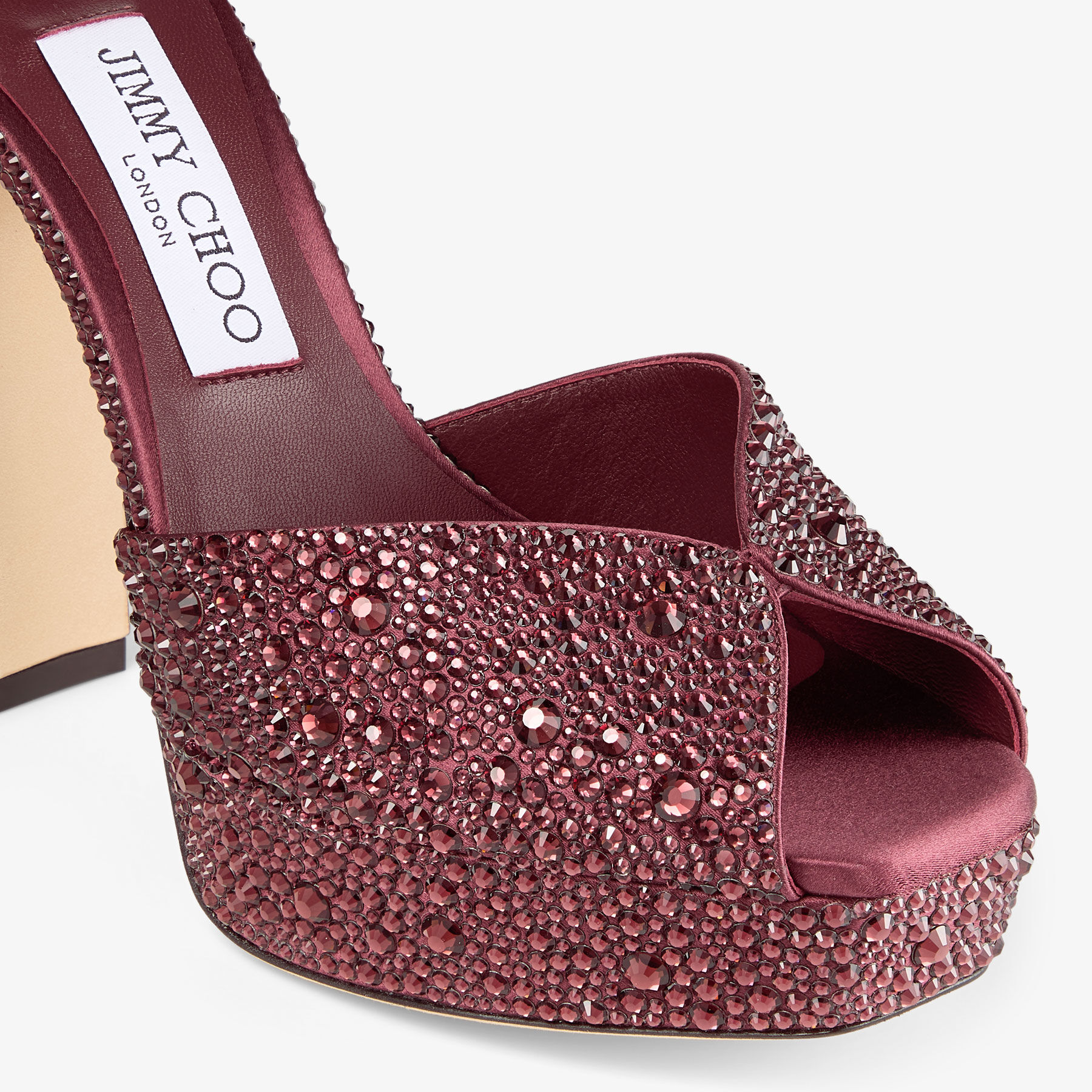 Sacaria Platform 120 | Deep Merlot Satin Platform Sandals with