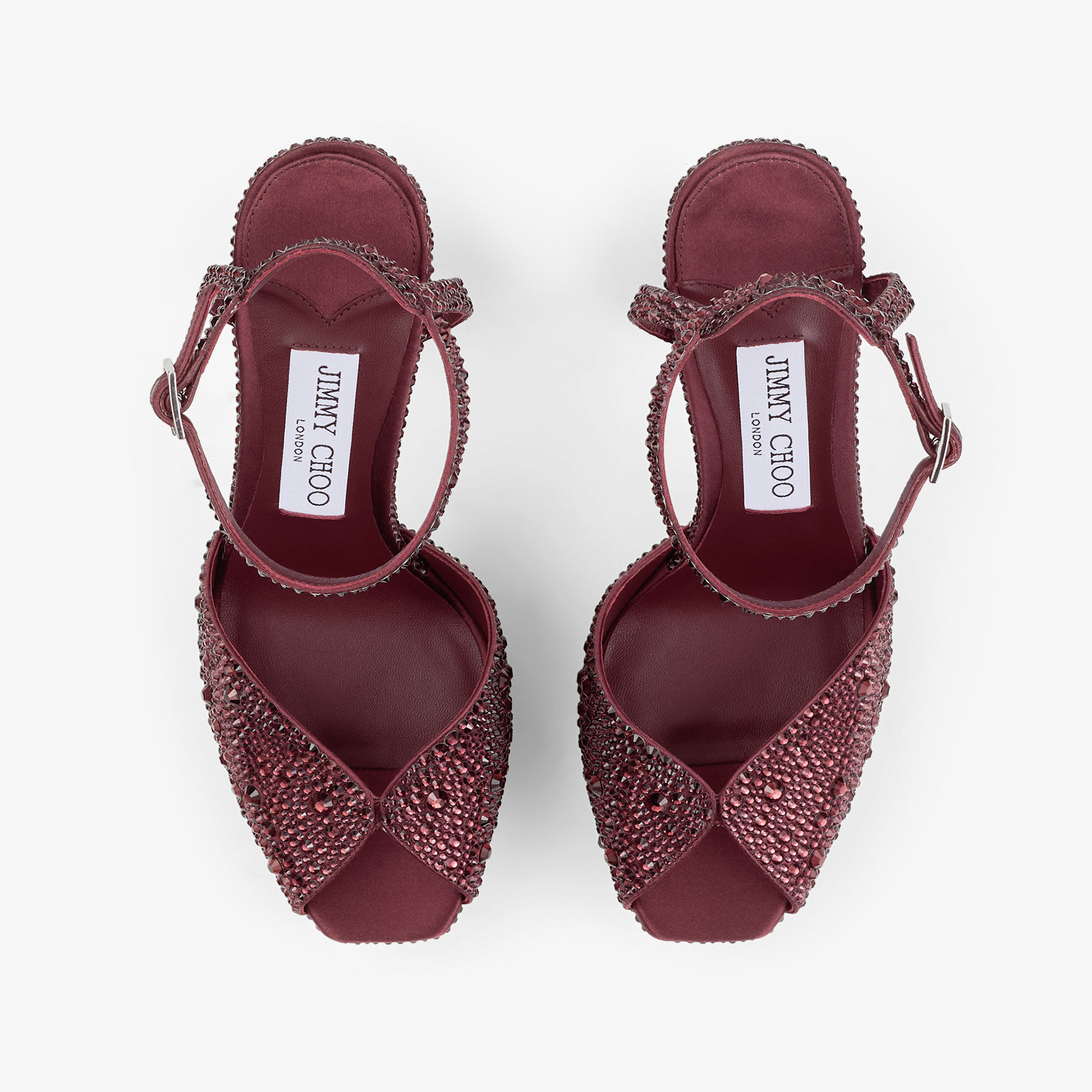 Sacaria Platform 120 | Deep Merlot Satin Platform Sandals with