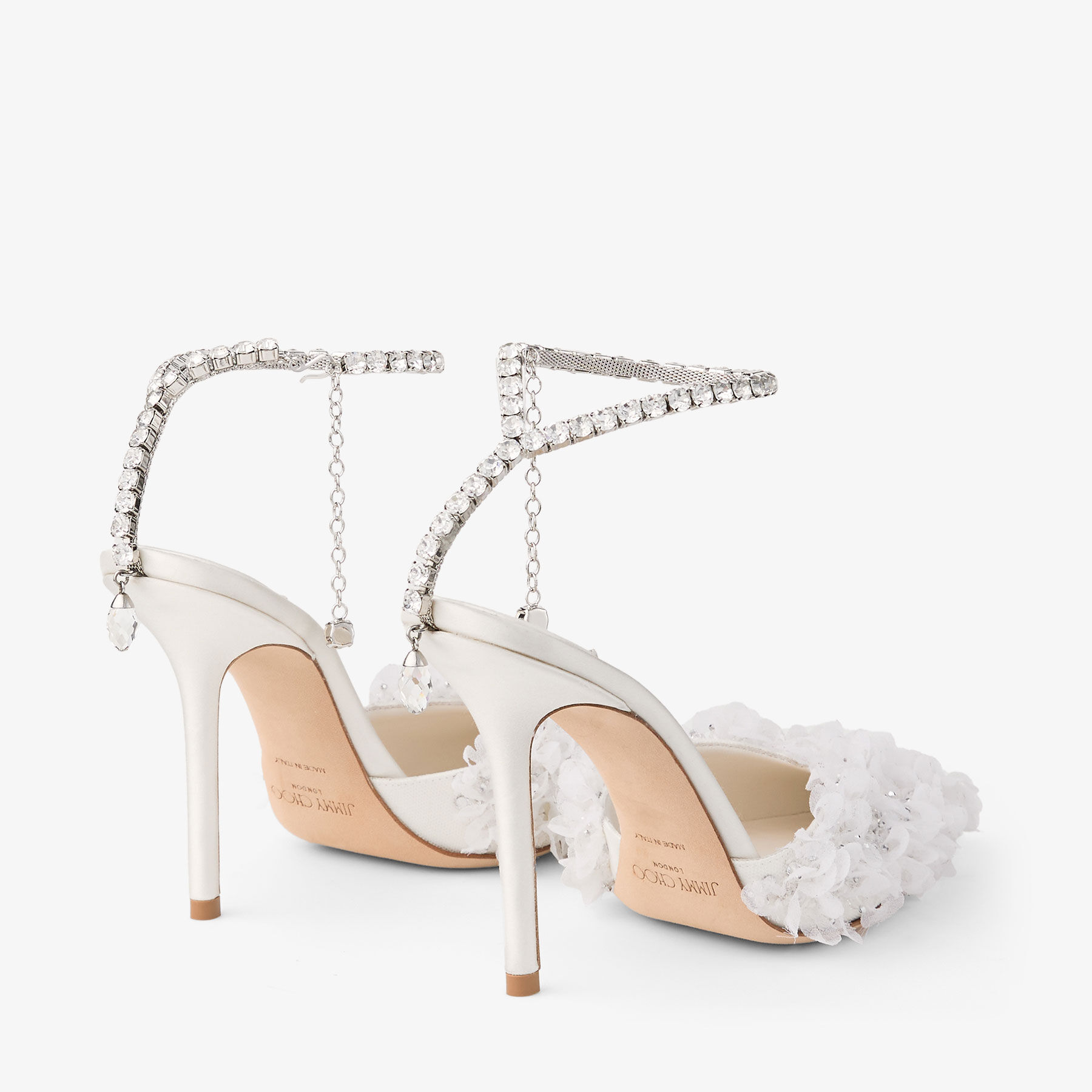 Saeda 100 | Ivory Mesh Pumps with Petal Embroidery | JIMMY CHOO