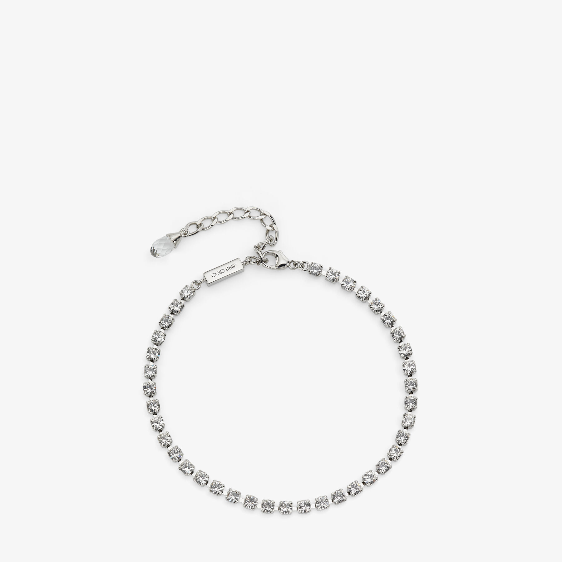 Saeda Anklet | Silver-Finish Metal Anklet with Crystal | JIMMY CHOO