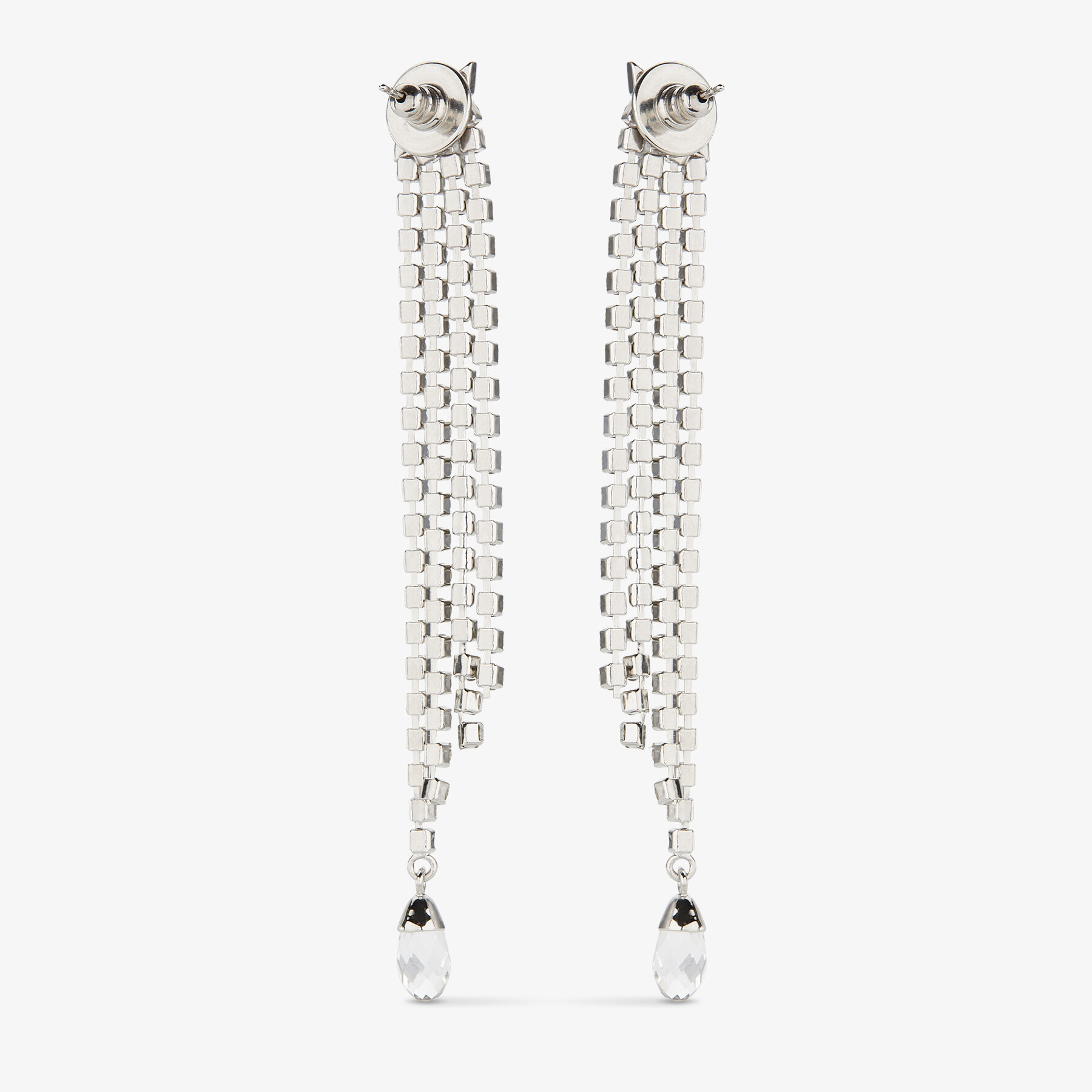 Saeda Fringe Earring | Silver-Finish Crystal Fringe Earring