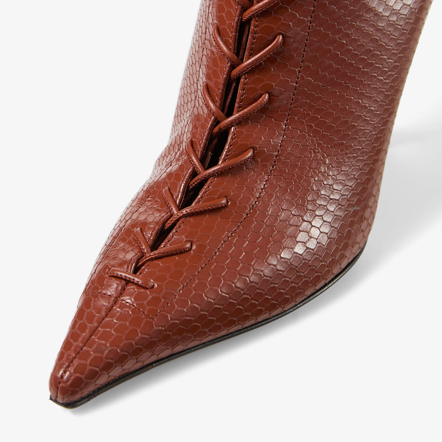 Scarlett Ankle Boot 95 | Cognac Elaphe Printed Leather Pumps