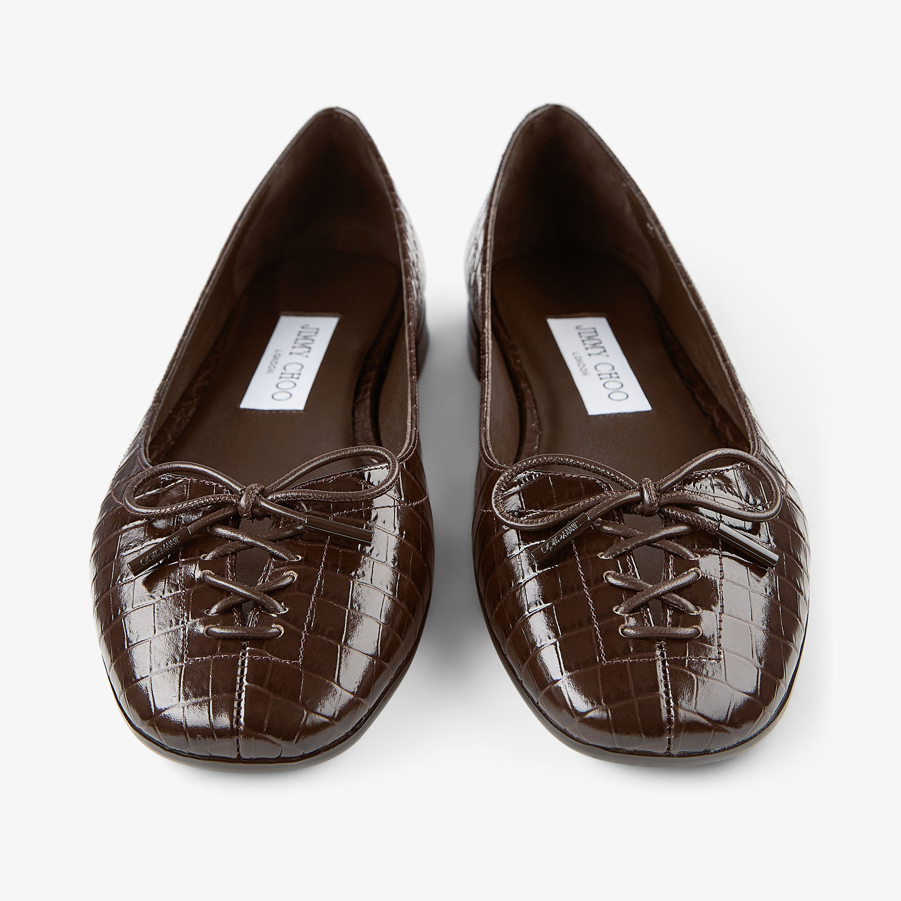 Jimmy Choo ブラウン フラットシューズ スタッズ付き　size36 Scarlett Ballerina | Chocolate Croc Embossed Leather Ballerina