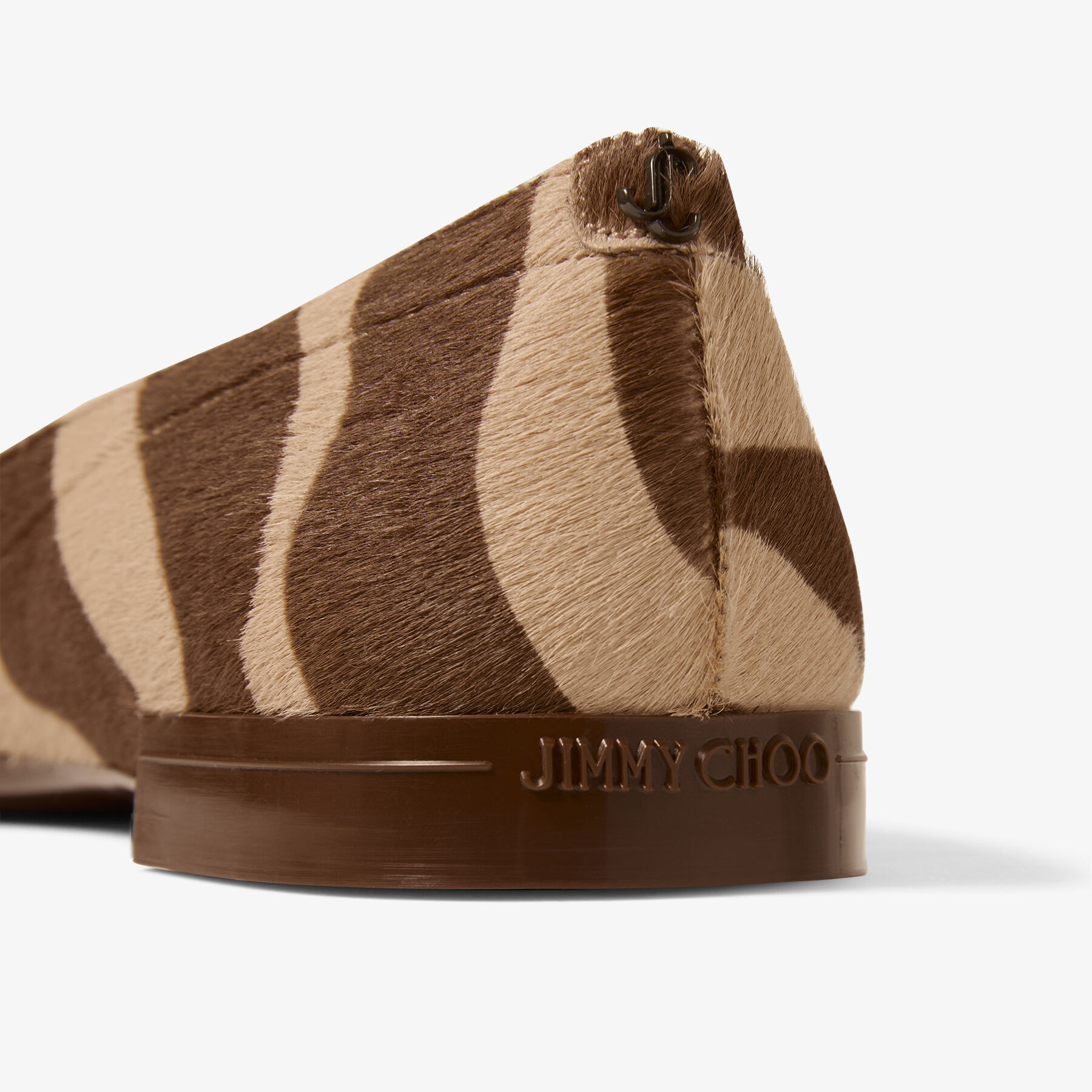 Scarlett Ballerina | Chocolate Zebra Printed Pony Ballerina Flats