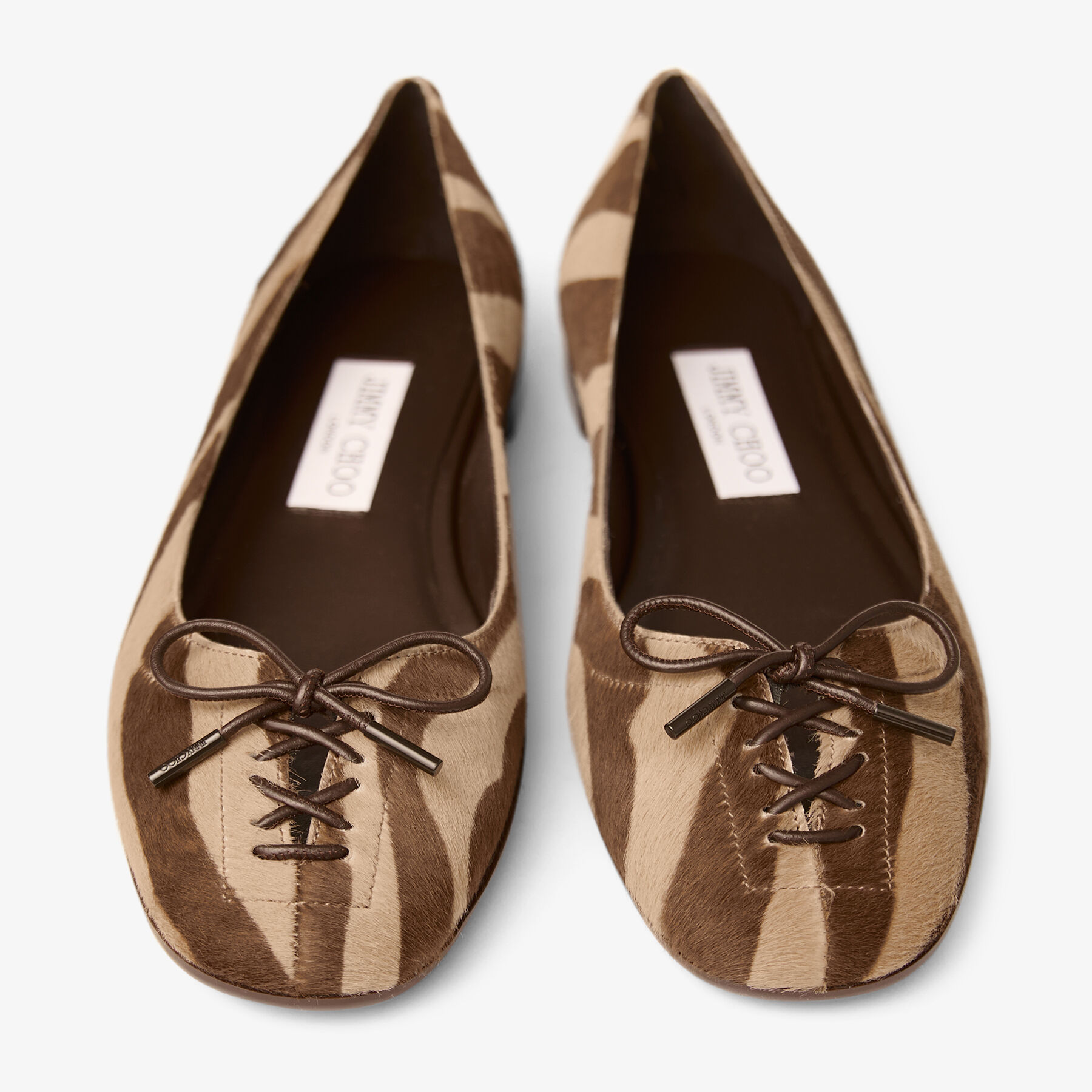 待機中のお客様からの9000円のリクエストJIMMY CHOO BALLET Scarlett Ballerina | Chocolate Zebra Printed Pony Ballerina Flats