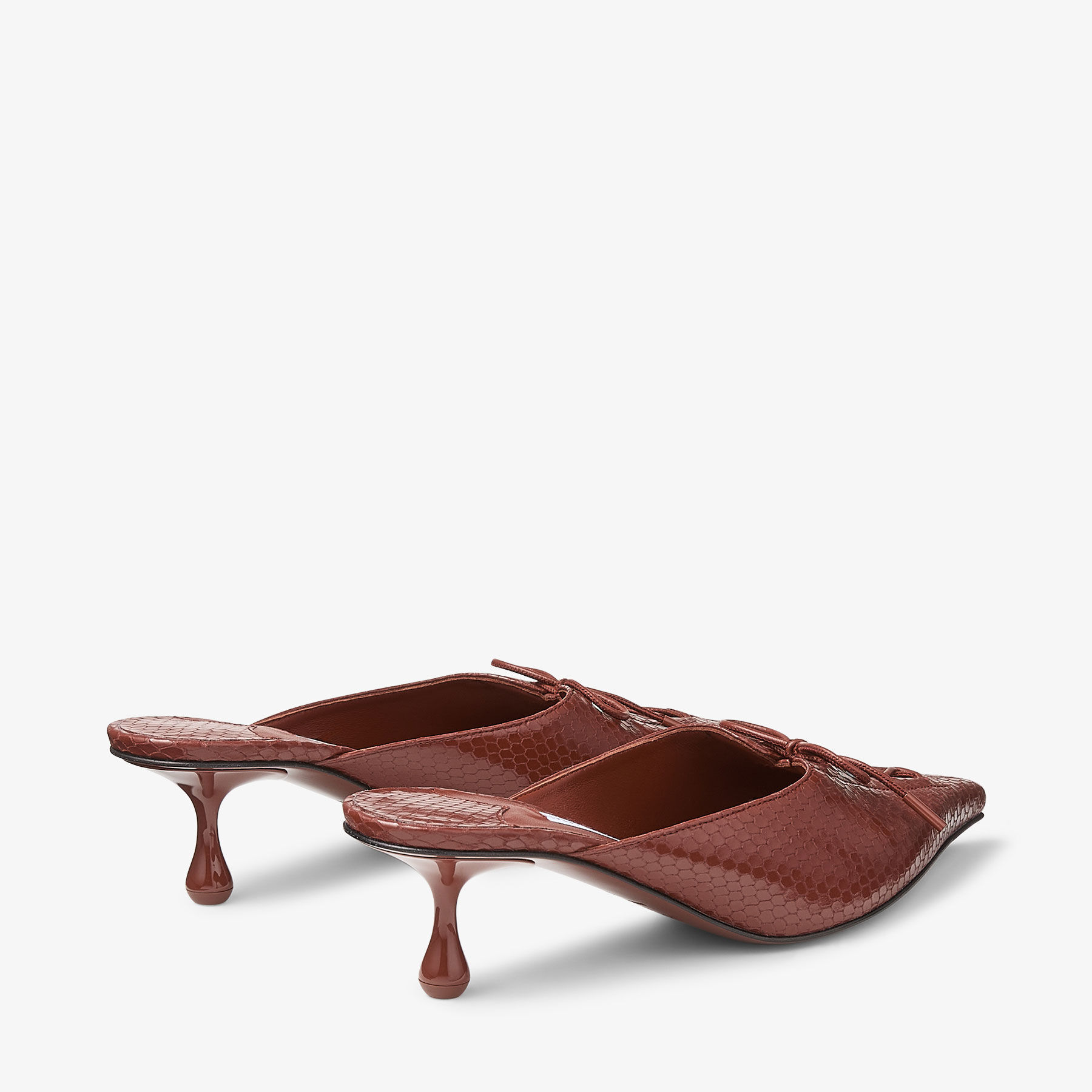 Scarlett Mule 50 | Cognac Elaphe Printed Leather Mules | JIMMY CHOO