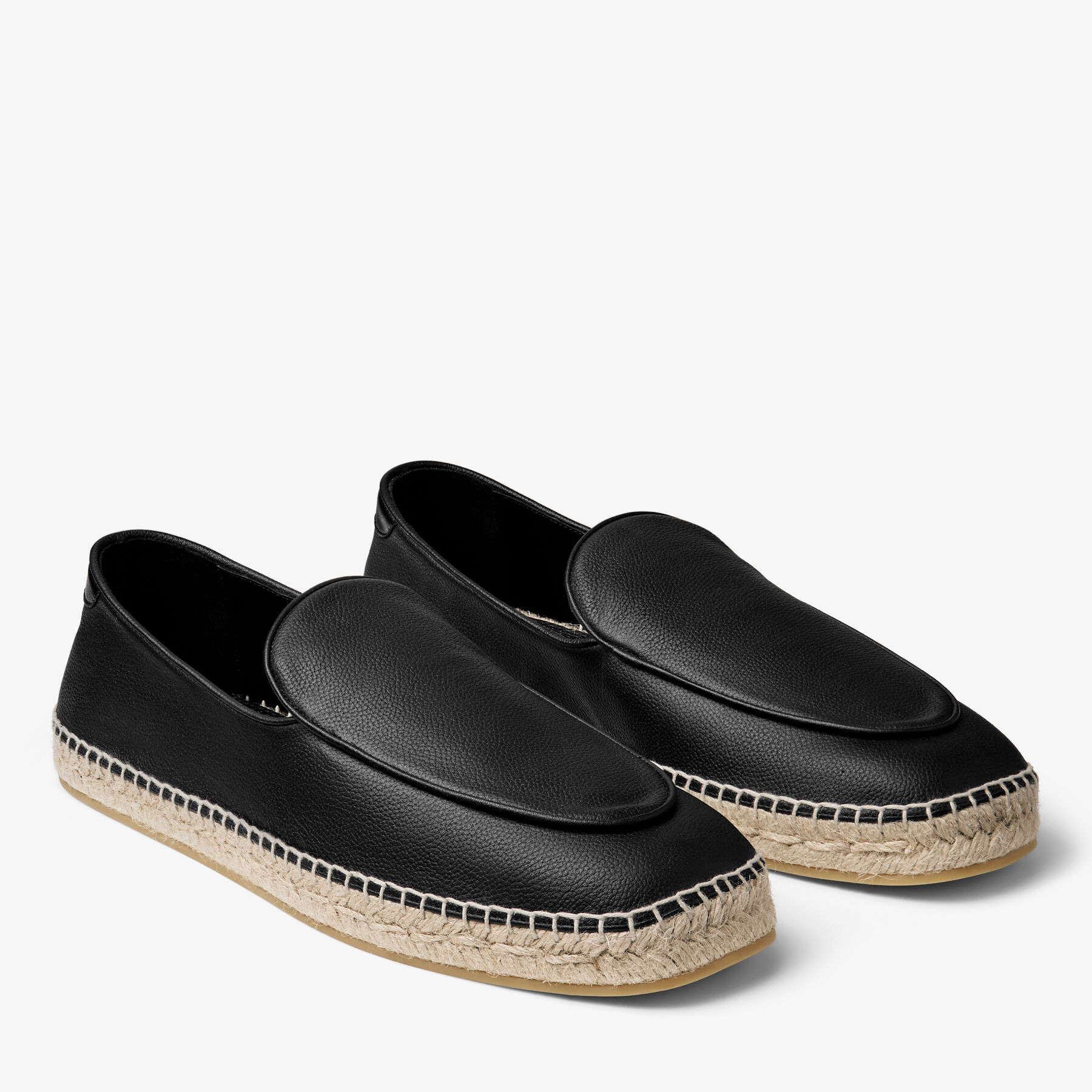 Shenton Espadrille | Black Tumbled Leather Espadrilles | JIMMY CHOO