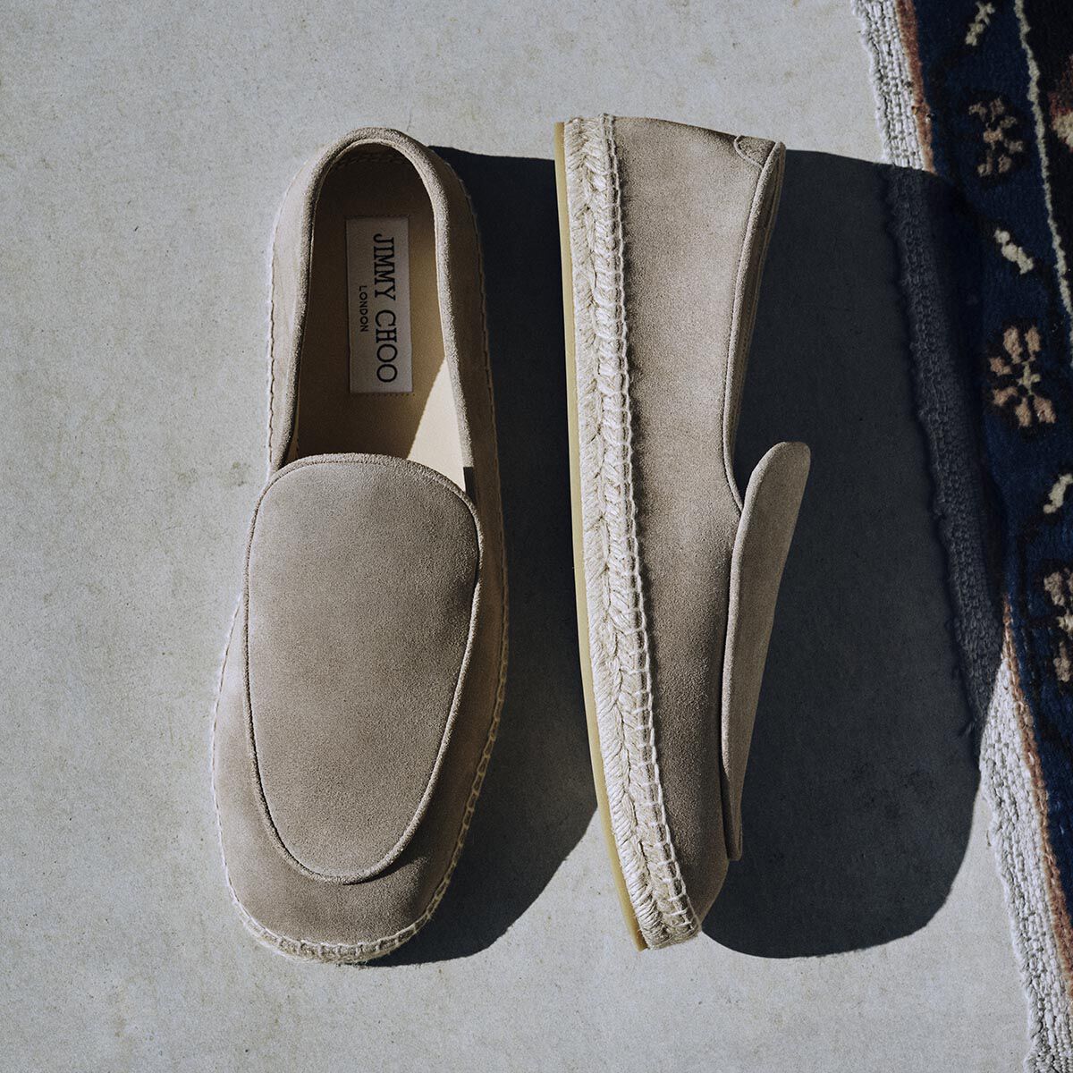 Shenton Espadrille | Stone Velvet Suede Espadrilles | JIMMY CHOO