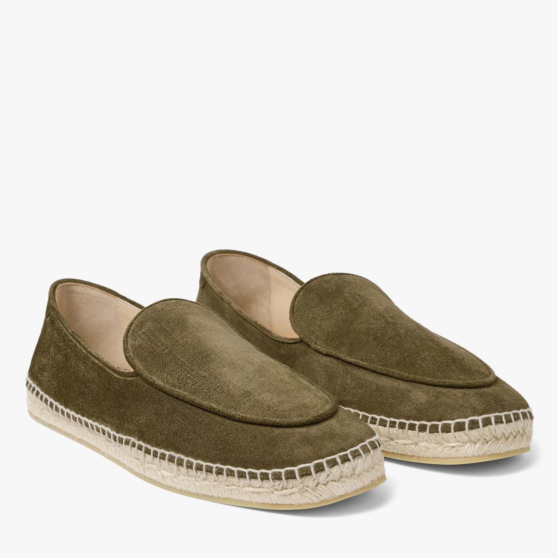 Shenton Espadrille | Moss Green Etched Velvet Suede Espadrilles