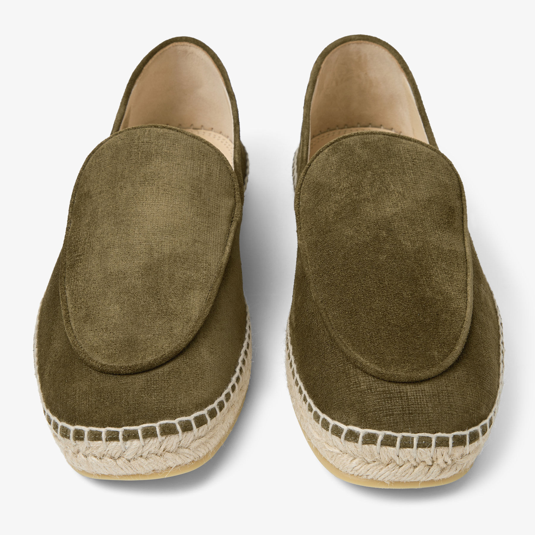 Shenton Espadrille | Moss Green Etched Velvet Suede Espadrilles