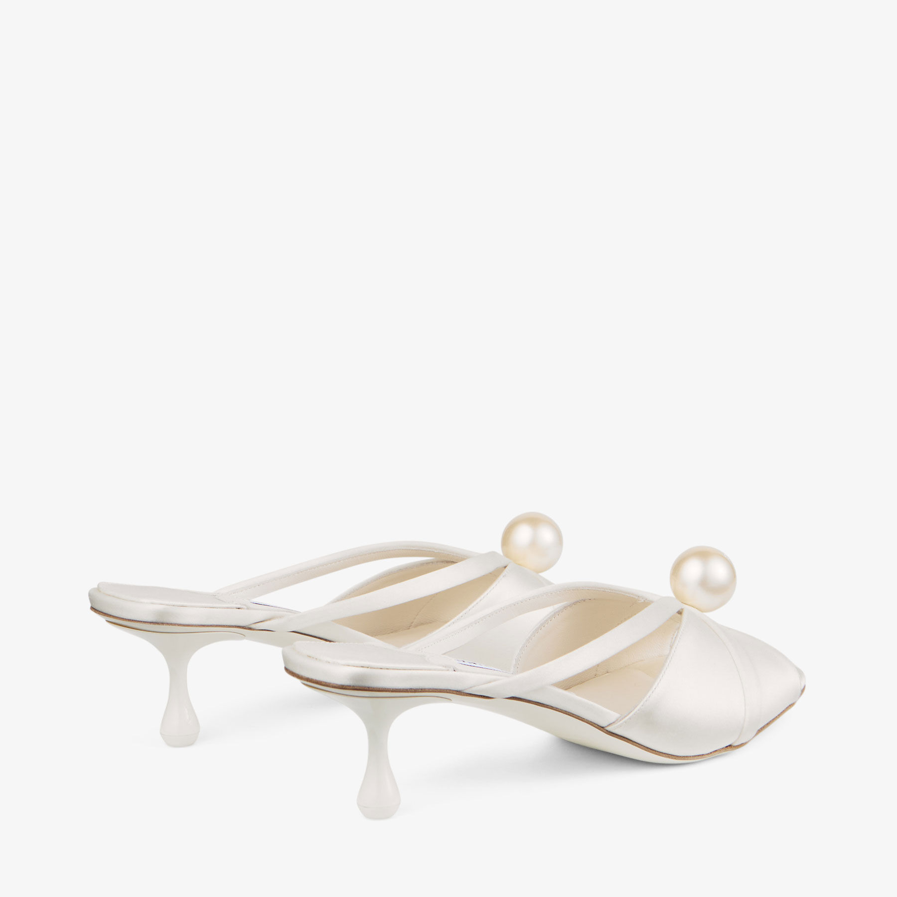 Siva Mule 50 |Ivory Satin Mule with Pearl Embellishment | JIMMY CHOO
