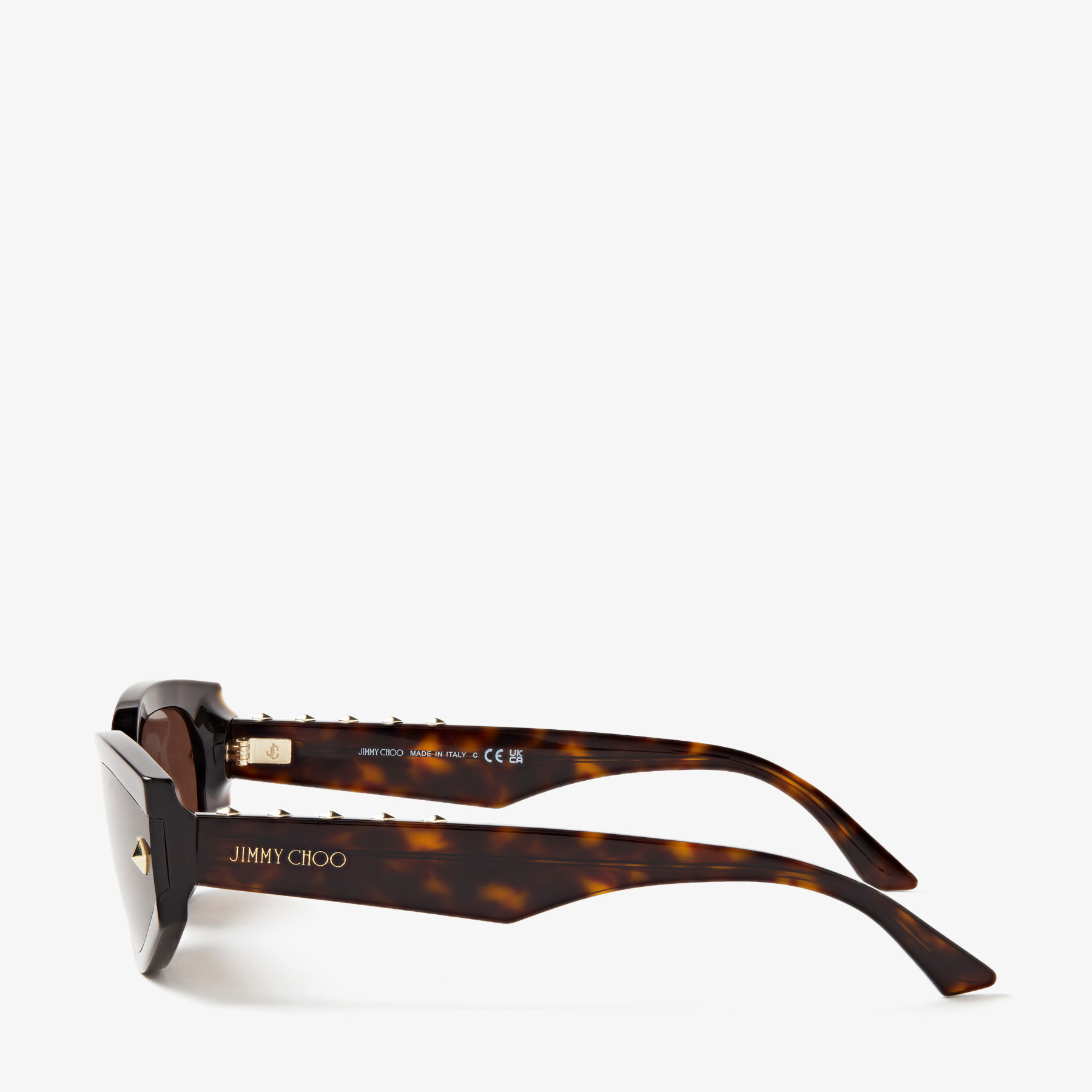 Skylar | Brown Havana Oval Sunglasses with Studs | JIMMY CHOO