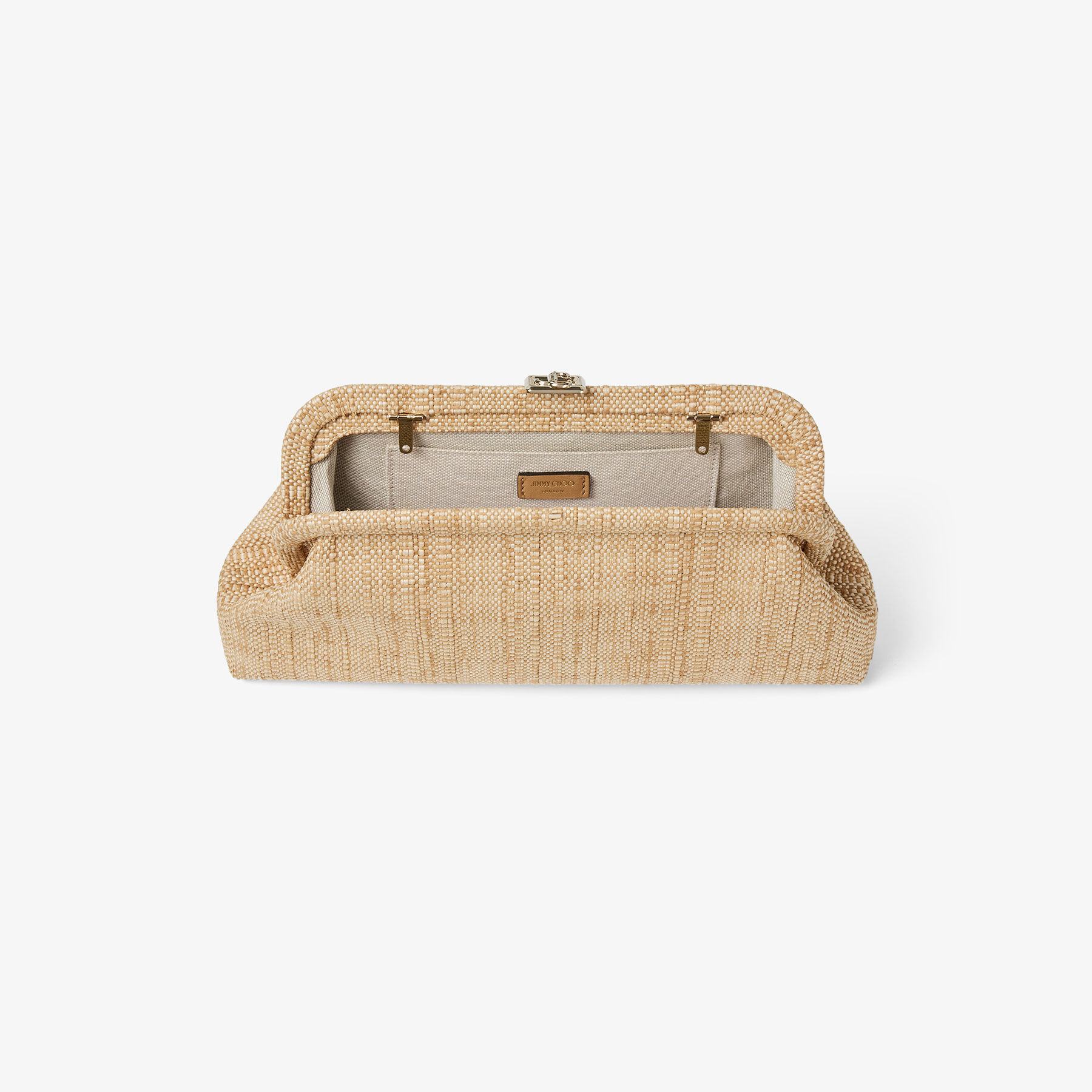 Skylar | Natural Fine Raffia Clutch Bag with Square JC Clasp