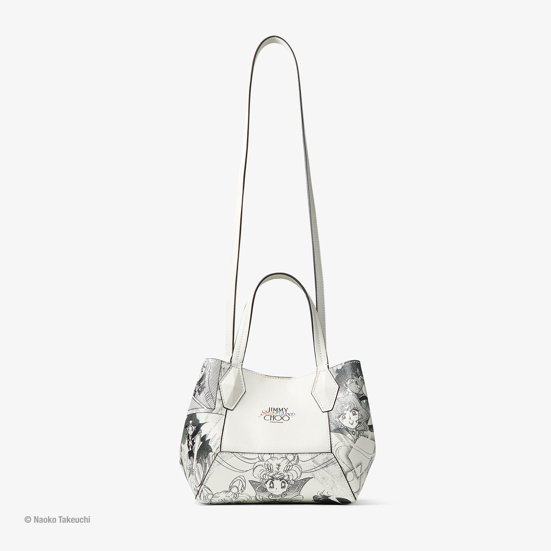 トートバッグ Jimmy Choo White Leather Diamond Shopping Bag Diamond Tote/XS | Latte Leather Mini Tote Bag | JIMMY CHOO