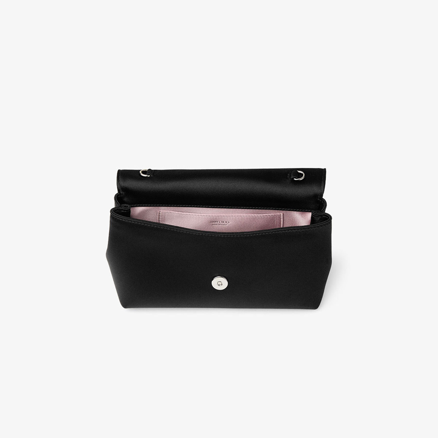 Soft Bow Mini Bag | Black Satin Mini Bag with Crystal Bow | JIMMY CHOO