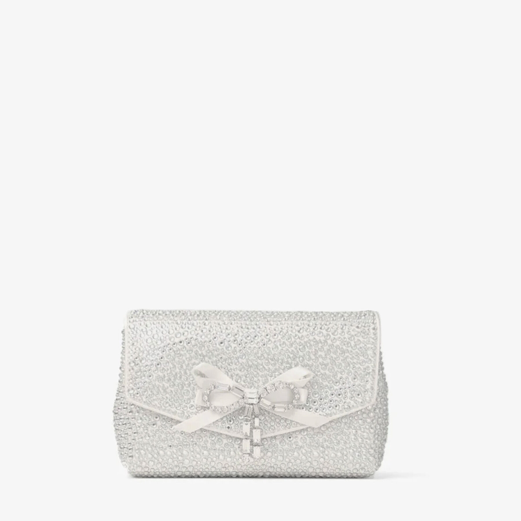 Soft Bow Mini Bag | Ivory Satin Mini Bag with Crystal Bow | JIMMY CHOO