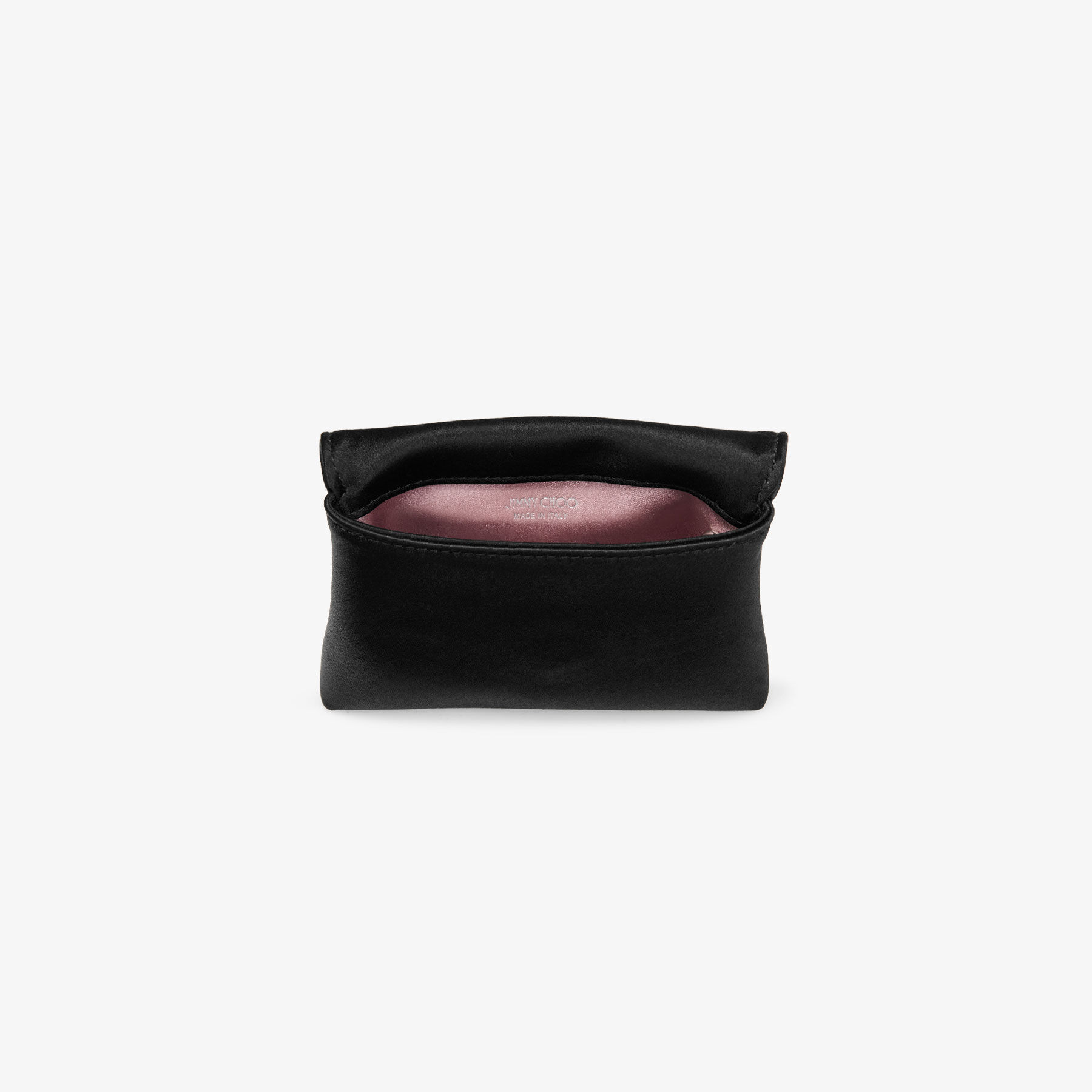 Soft Cardholder With Chain | Black Satin Cardholder with Crystal
