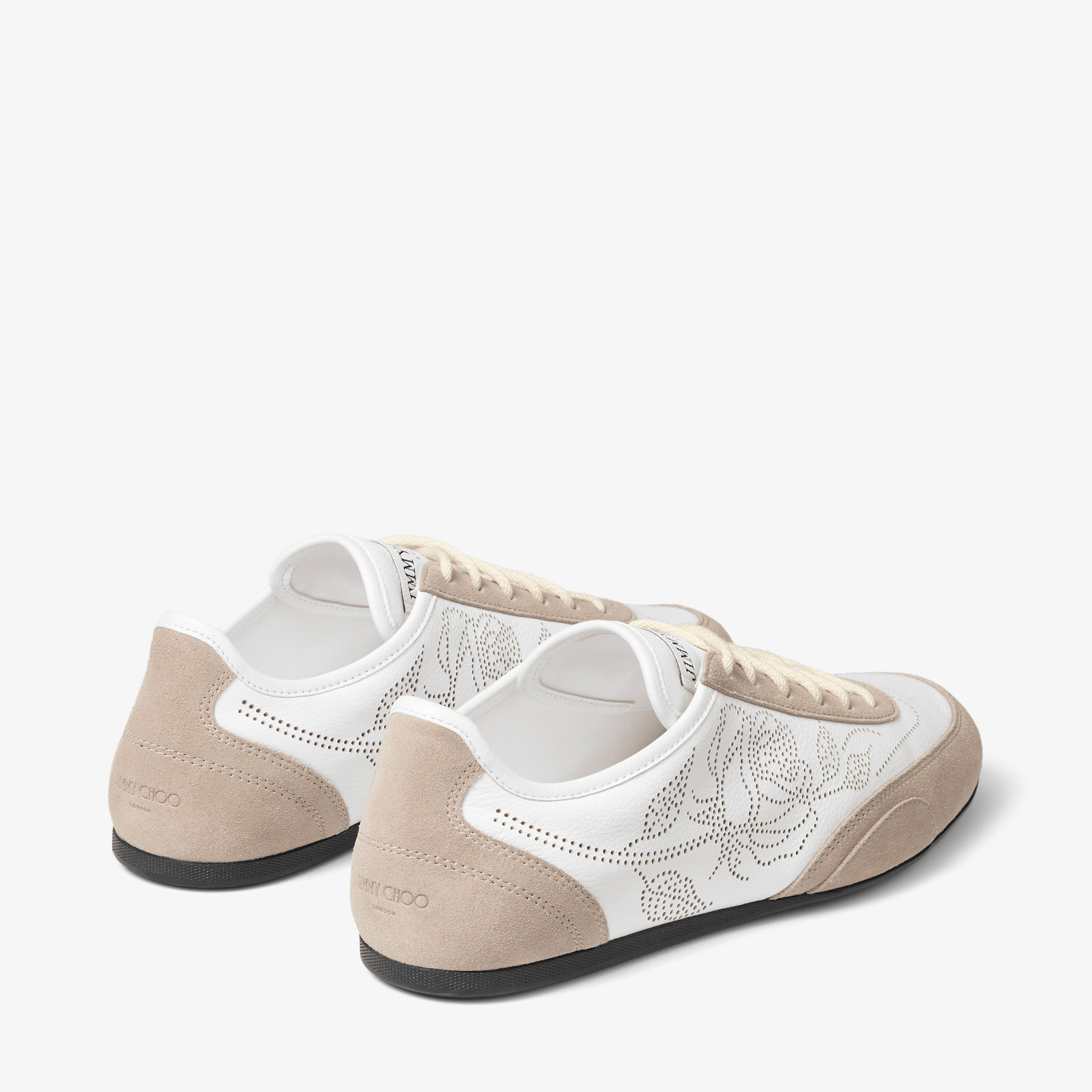 Sunny F | White and Stone Leather Mix and Perforated Leather Low