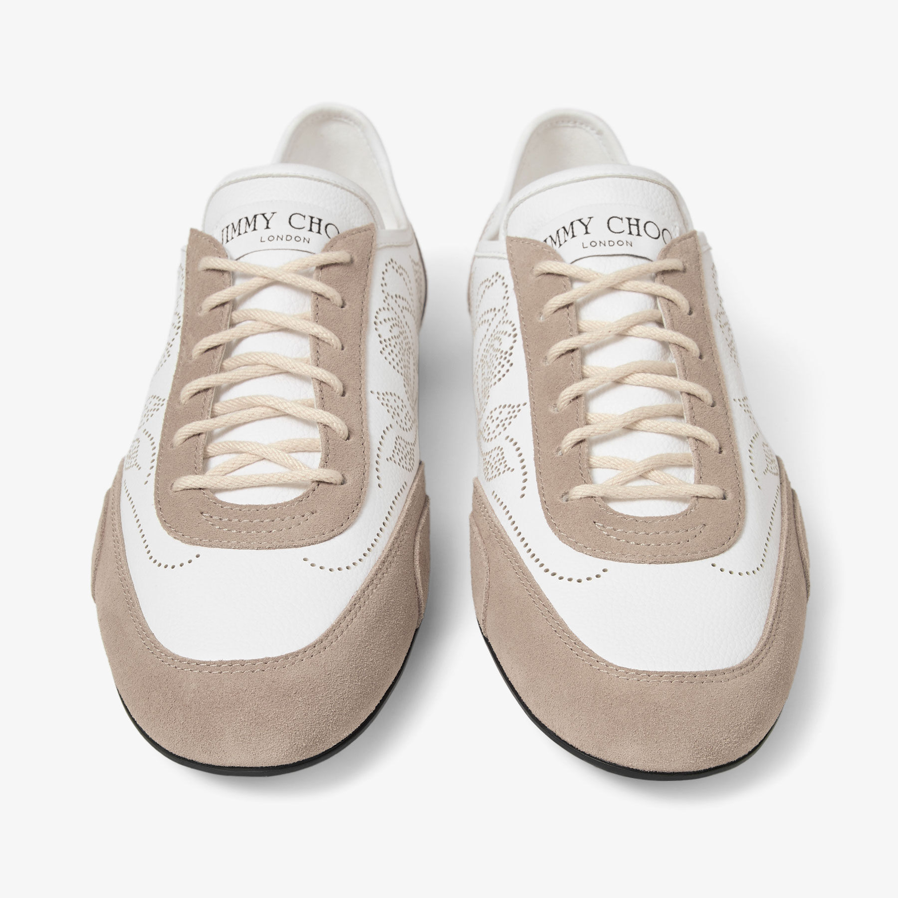Sunny F | White and Stone Leather Mix and Perforated Leather Low