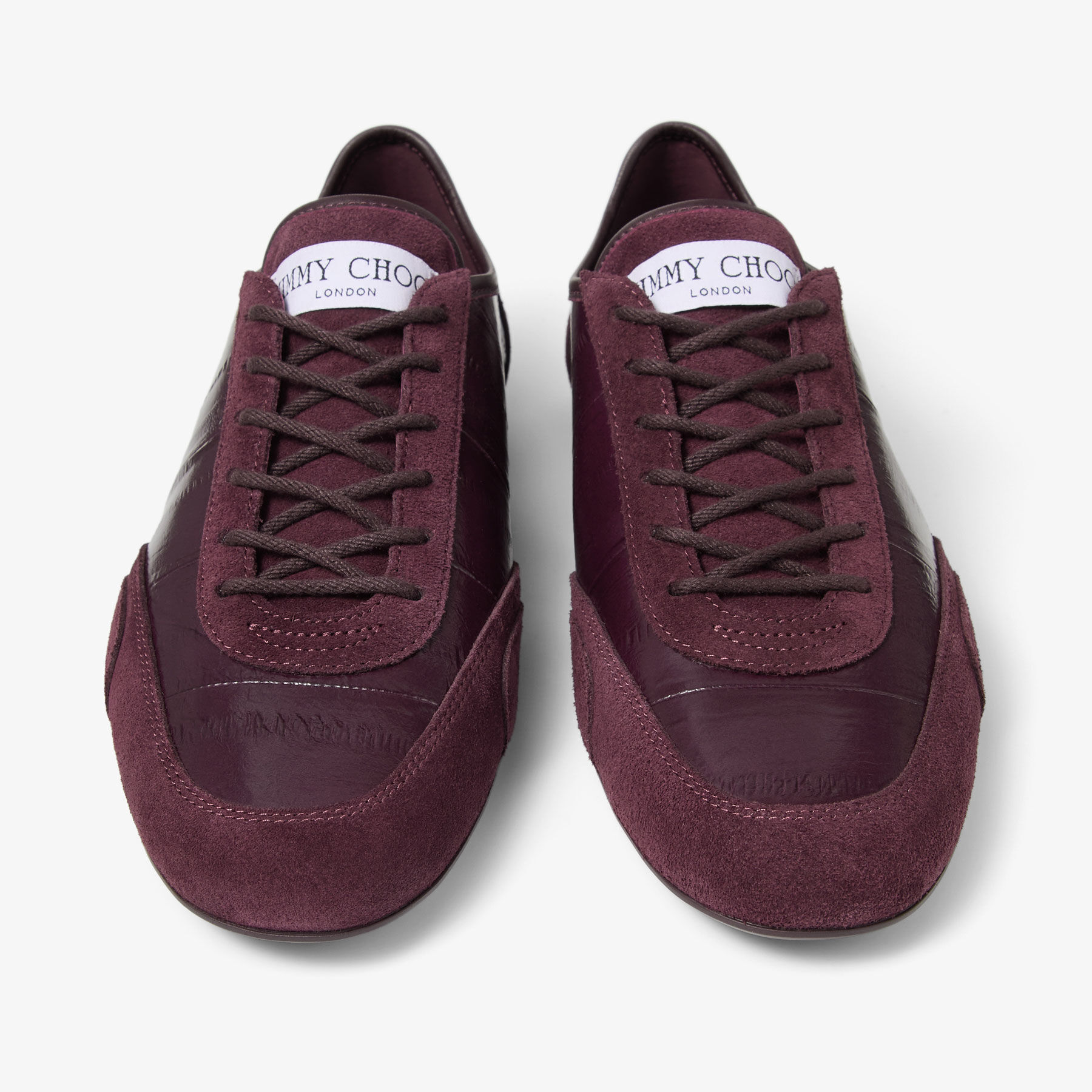 Sunny F | Deep Merlot Leather Mix and Eel Printed Leather Low Top