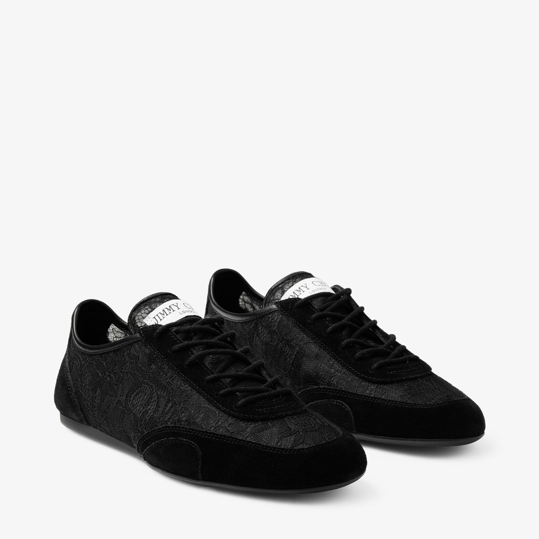 JIMMY CHOO ブラックレースシューズ　35 Sunny F | Black Leather Mix and Jimmy Choo Lace Low Top Trainers