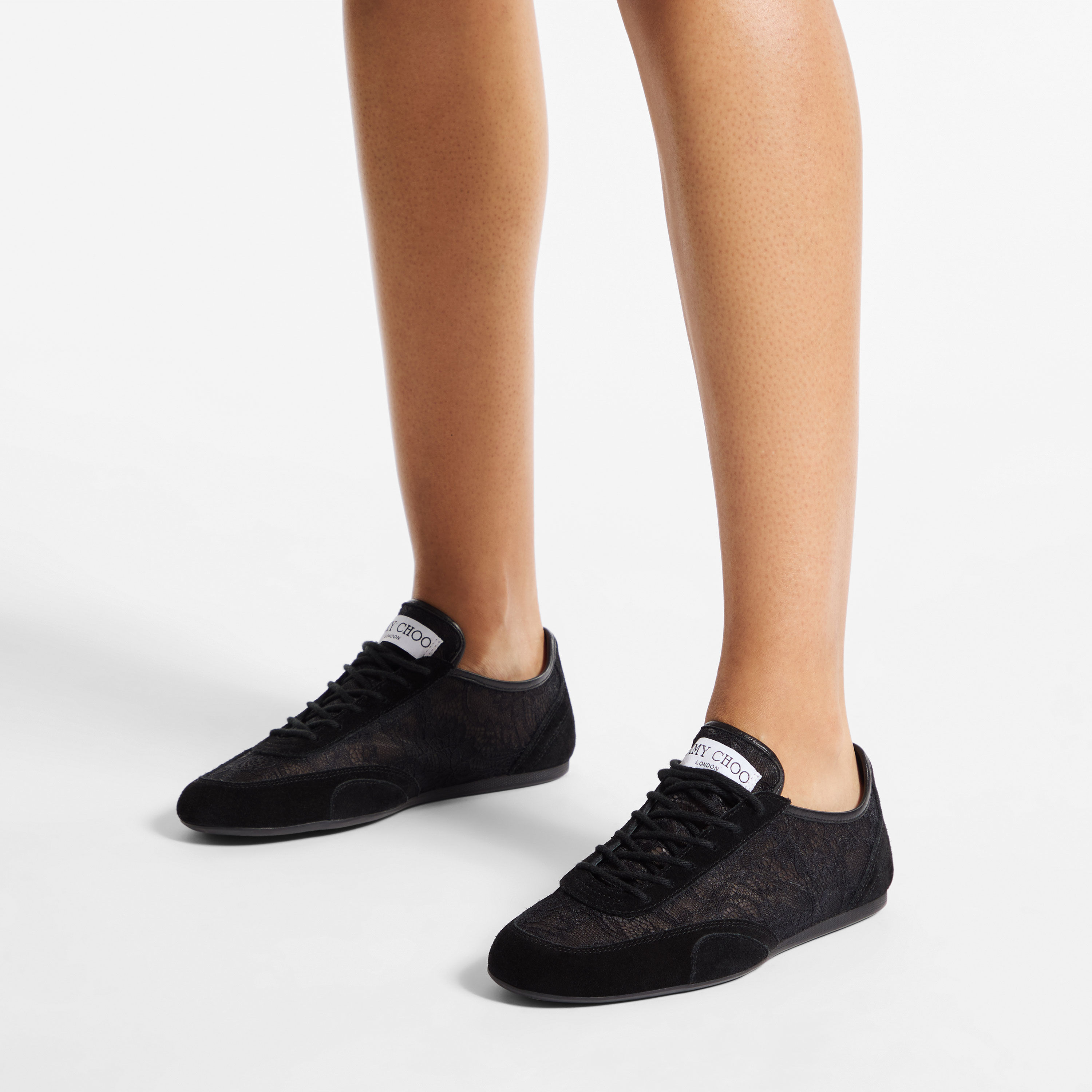 Sunny F | Black Leather Mix and Jimmy Choo Lace Low Top Trainers