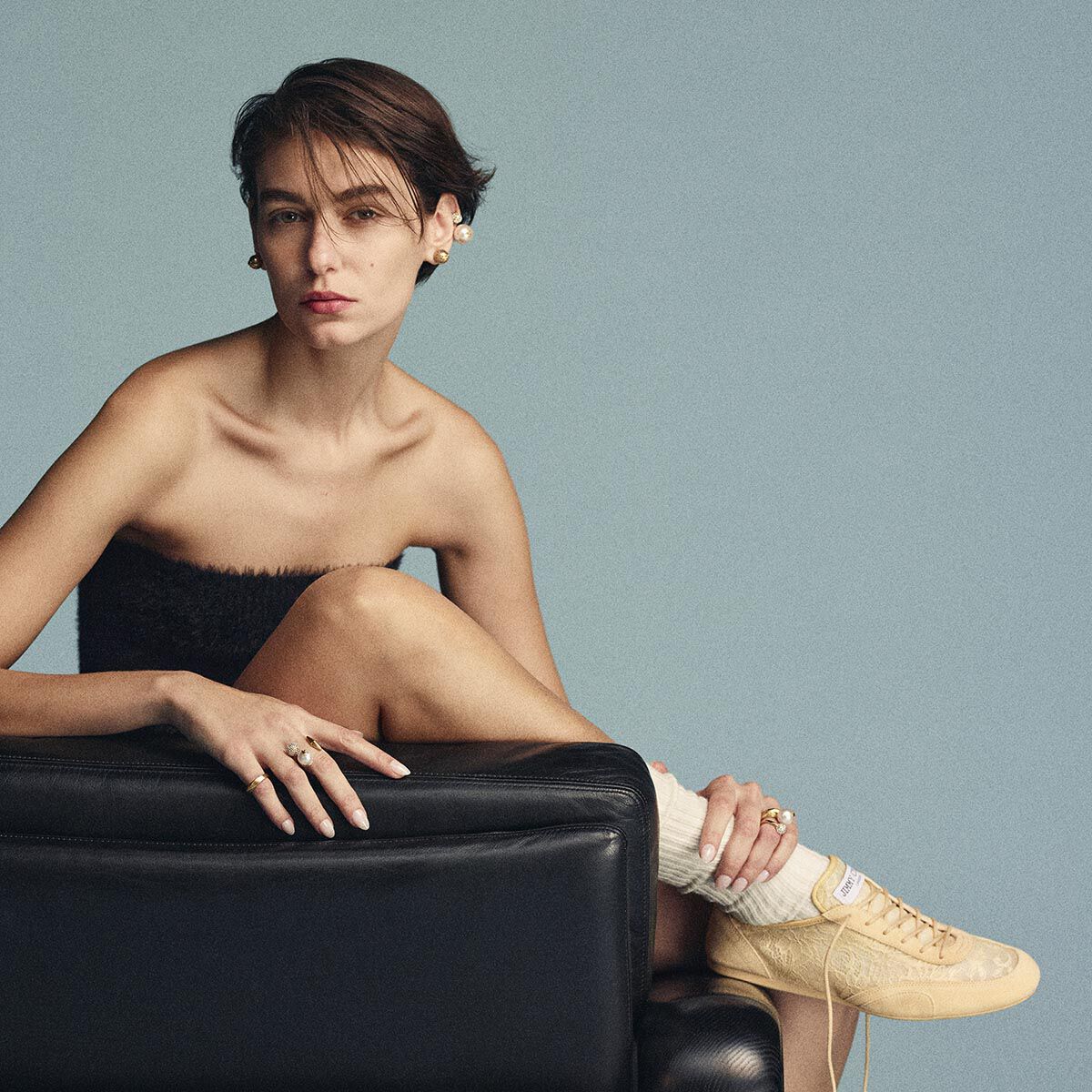 Sunny F | Corn Leather Mix and Jimmy Choo Lace Low Top Trainers