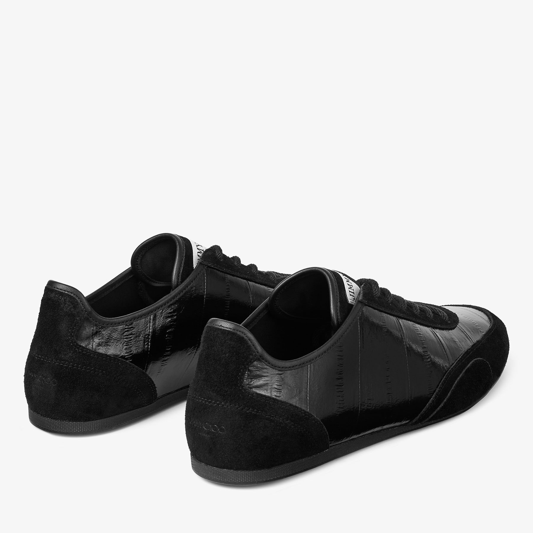 Sunny M | Black Leather Mix and Eel Printed Leather Low Top