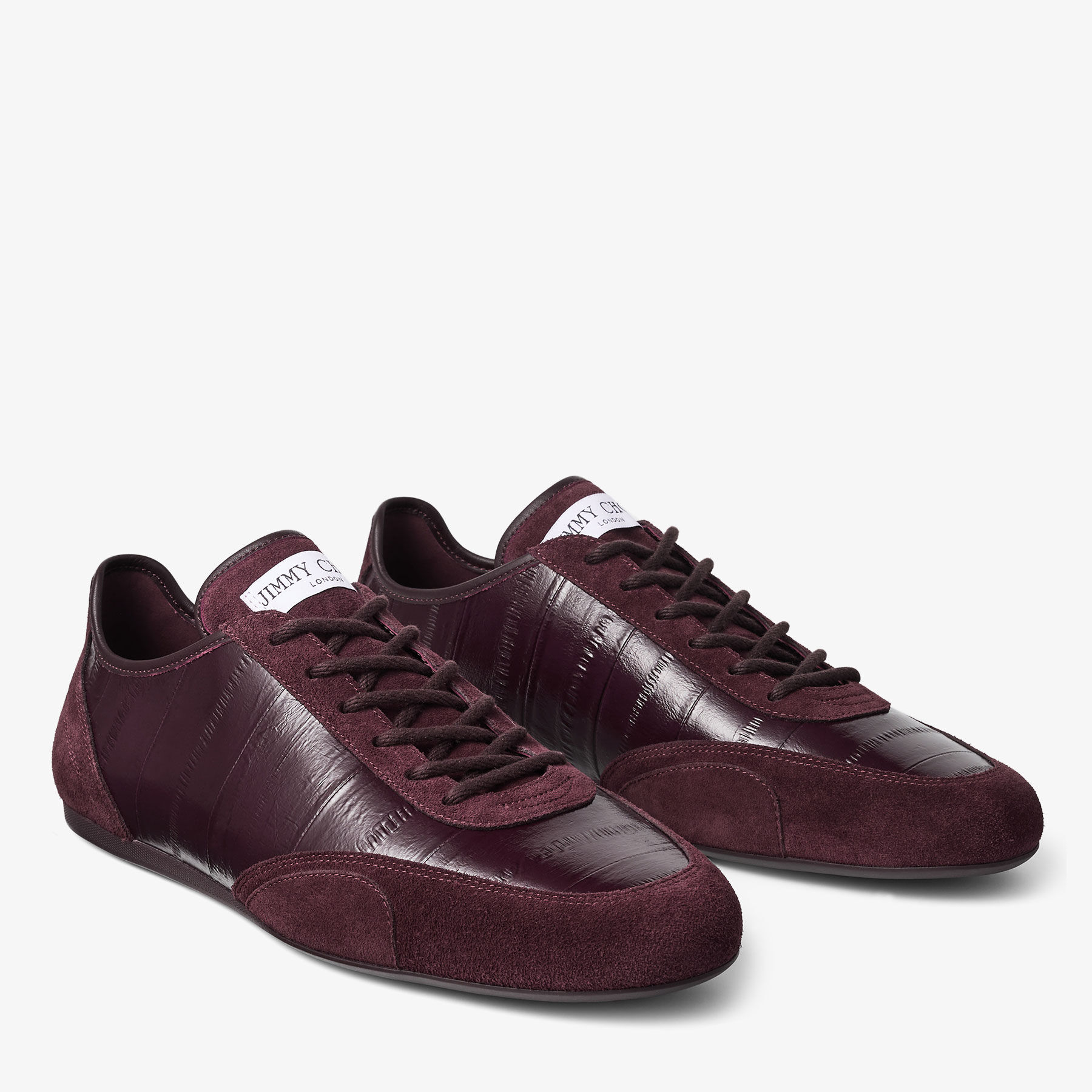 Sunny M | Deep Merlot Leather Mix and Eel Printed Leather Low Top