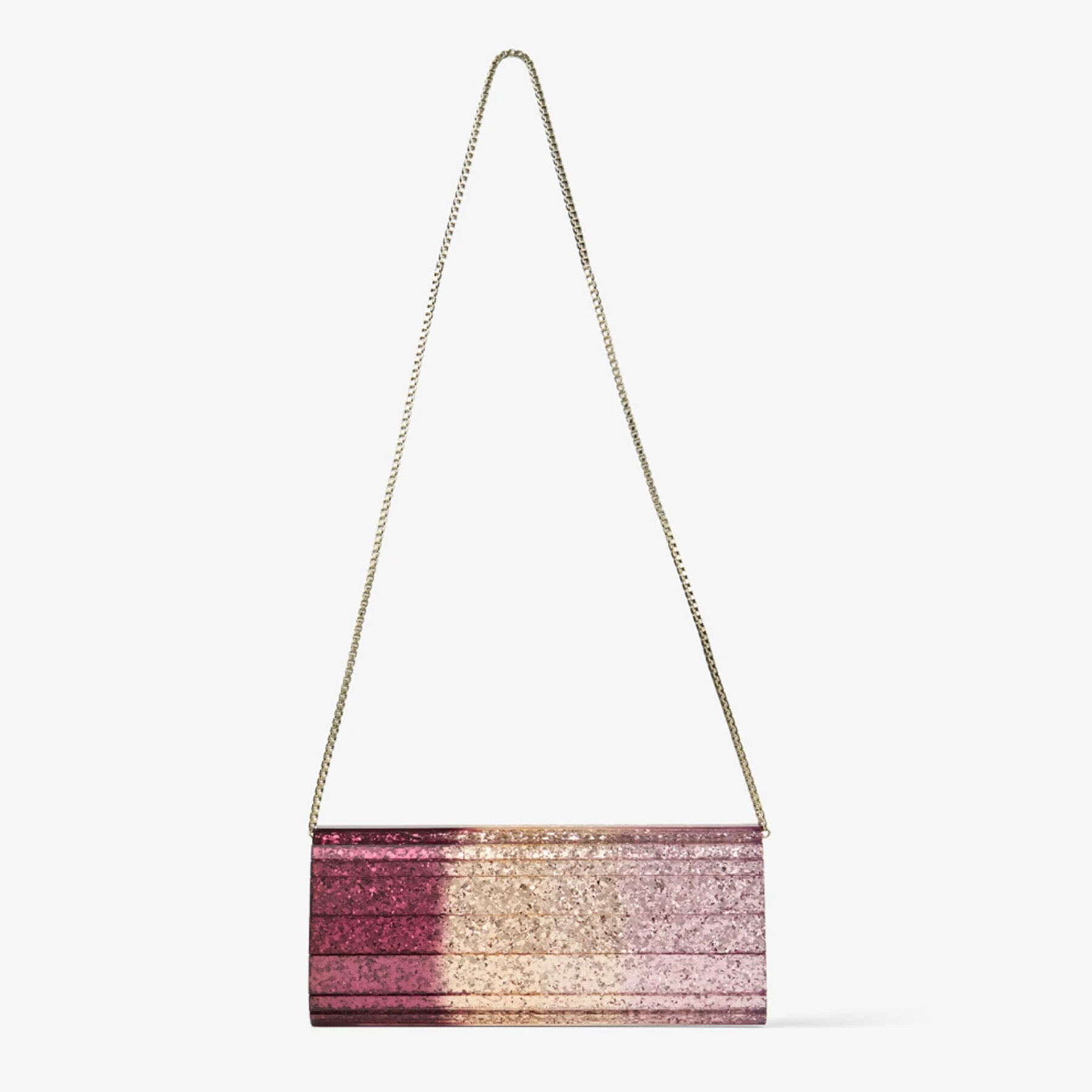 Sweetie | Silky Blush Dégradé Glitter Plexi Clutch Bag | JIMMY CHOO