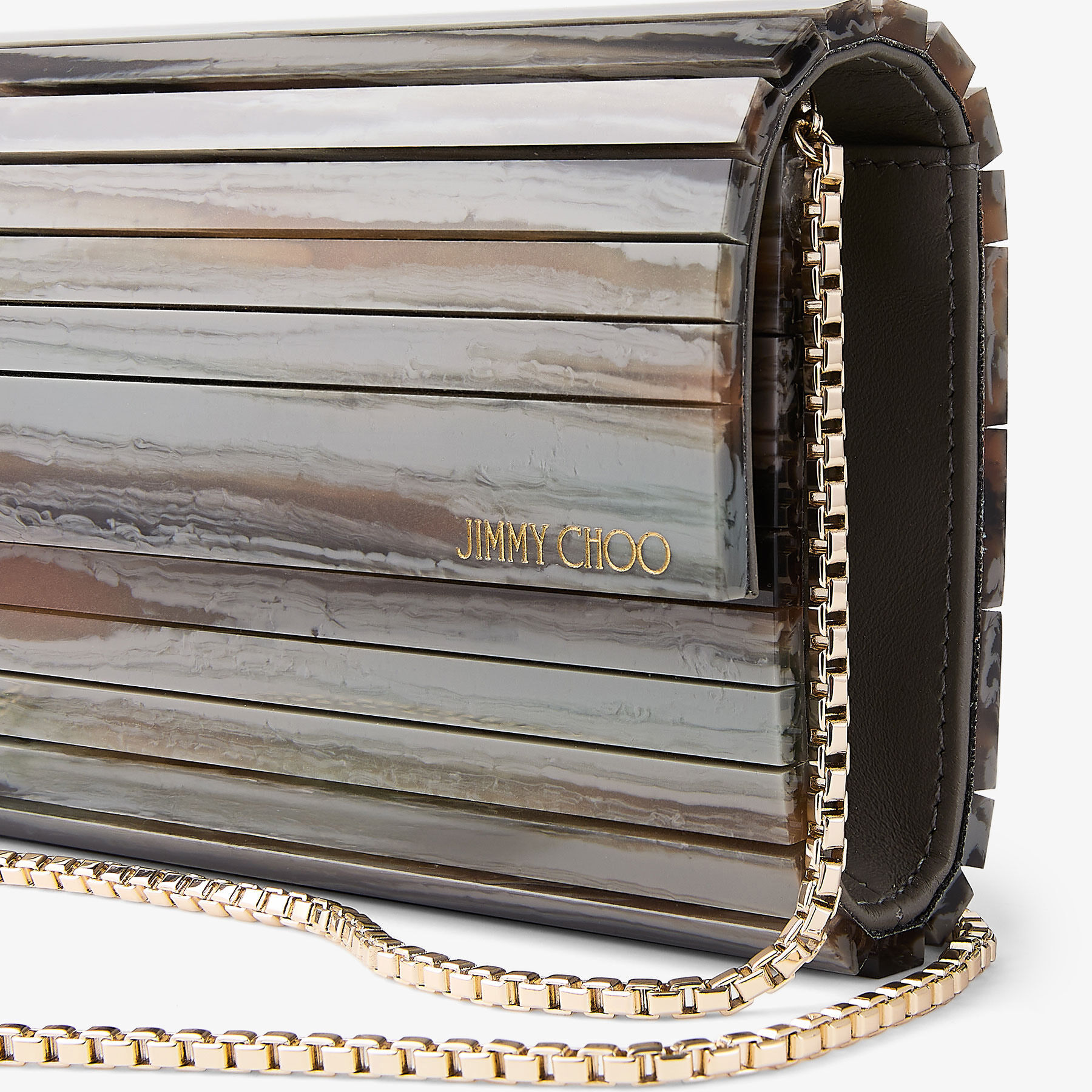 Sweetie | Grey Mix Marble Effect Acrylic Clutch Bag | JIMMY CHOO