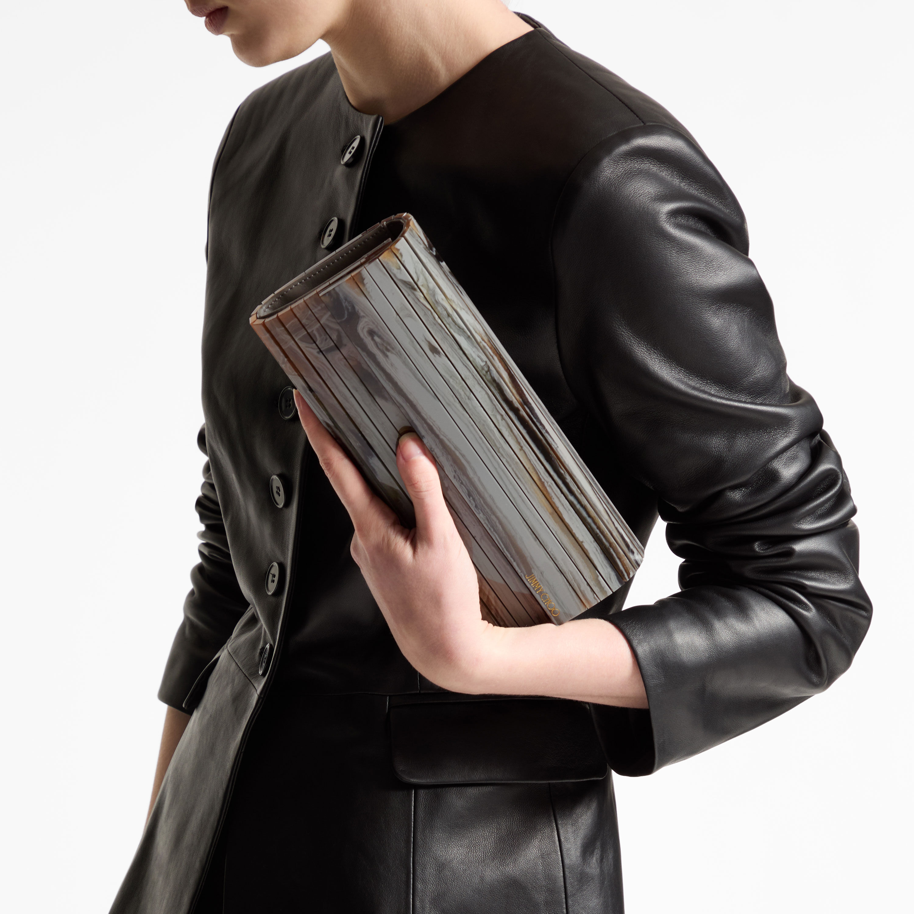 Sweetie | Grey Mix Marble Effect Acrylic Clutch Bag | JIMMY CHOO