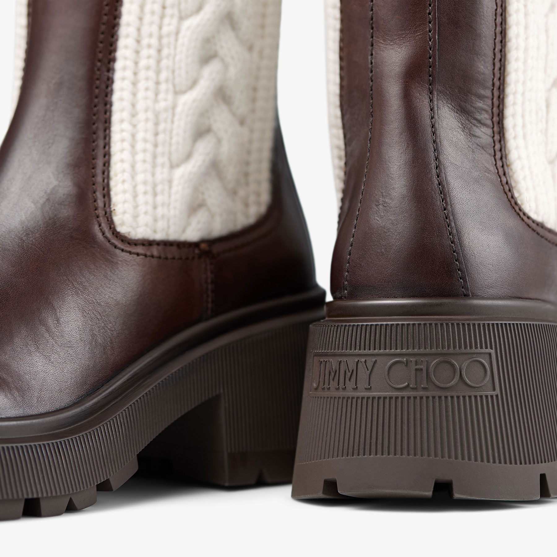 Jimmy Choo 2025新作　新品未使用☆　サイズ38 タミアフラット Tamia Flat | Chocolate Shiny Calf Leather Ankle Boots with Cable