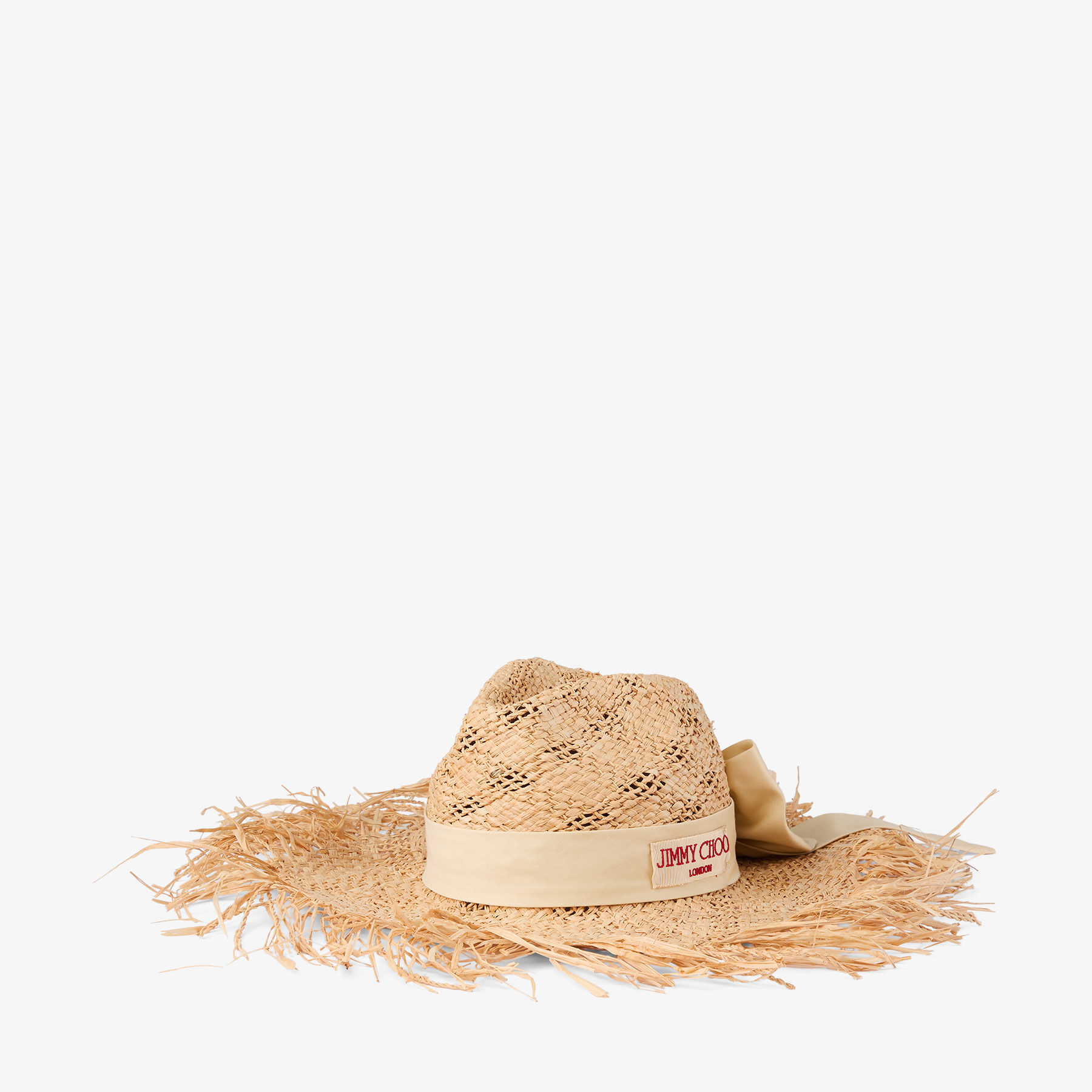 Thalia Small | Natural Raffia Hat with Ribbon Bow | JIMMY CHOO