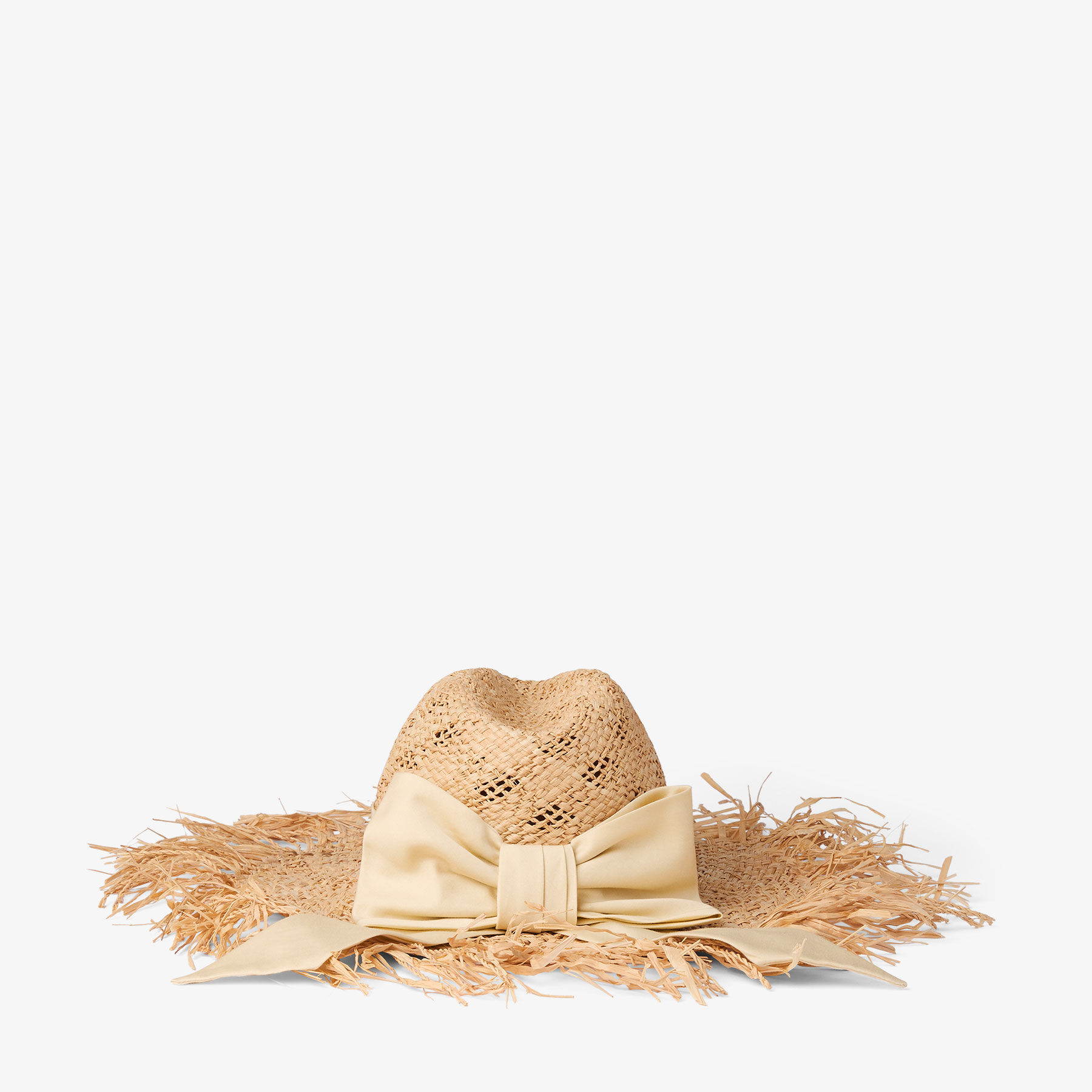 Thalia Small | Natural Raffia Hat with Ribbon Bow | JIMMY CHOO