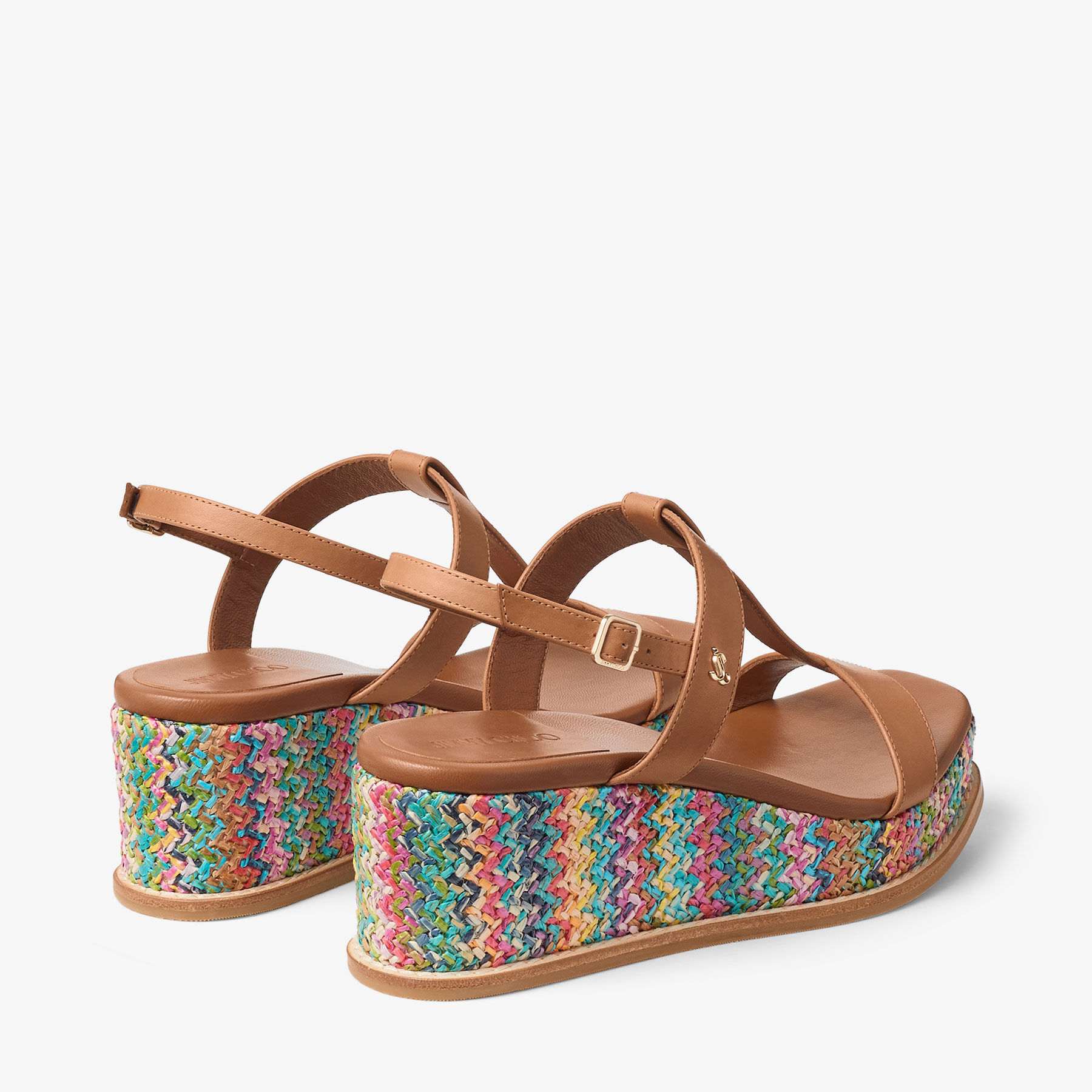 Plateau 3ED 美品 Theia Wedge 60 | Multi Chevron Raffia Sandal Wedges | JIMMY CHOO
