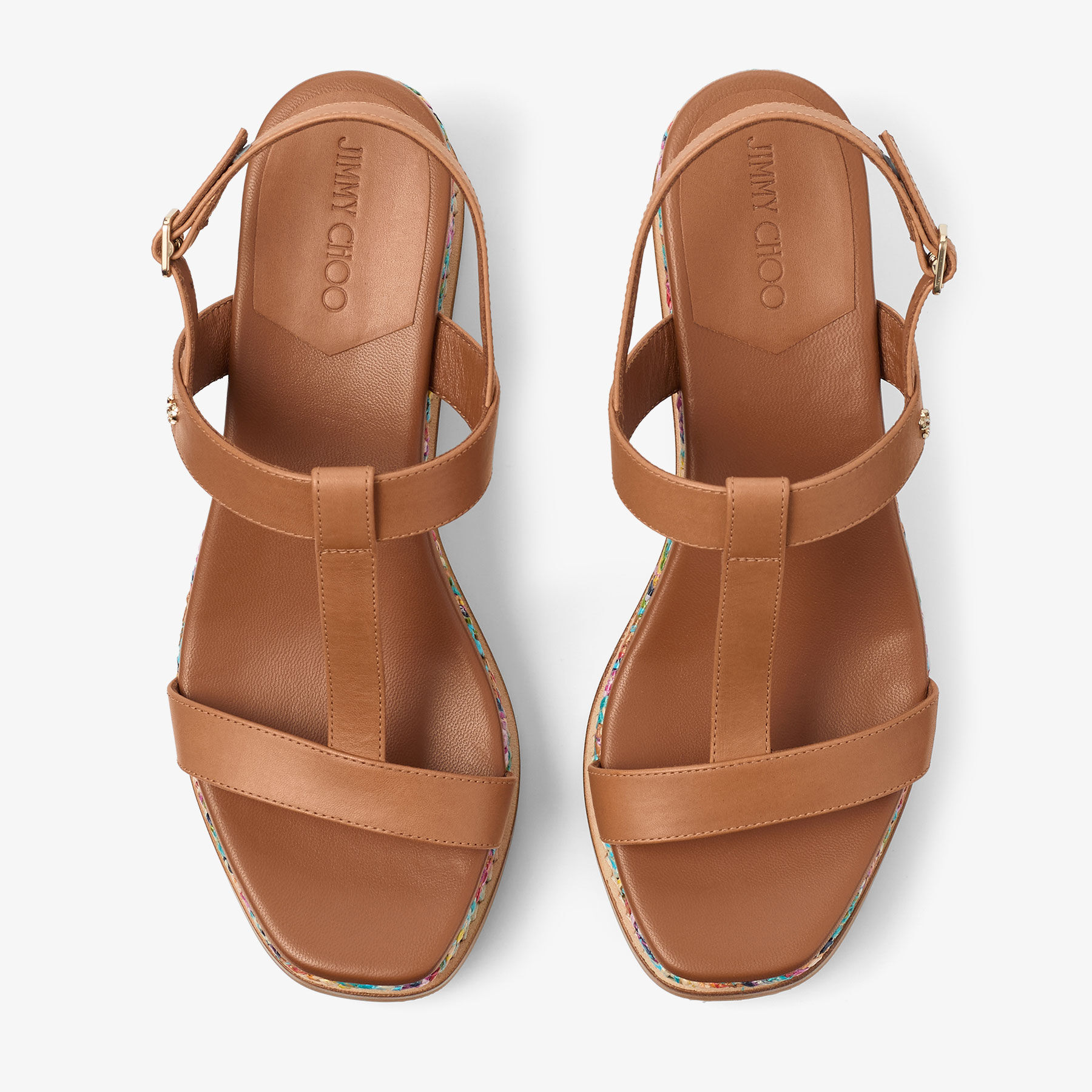 Theia Wedge 60 | Multi Chevron Raffia Sandal Wedges | JIMMY CHOO