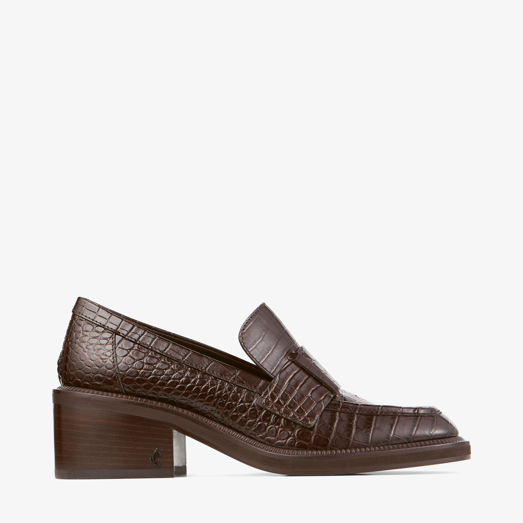 Tylor 60 | Chocolate Croc Embossed Leather Loafers | JIMMY CHOO