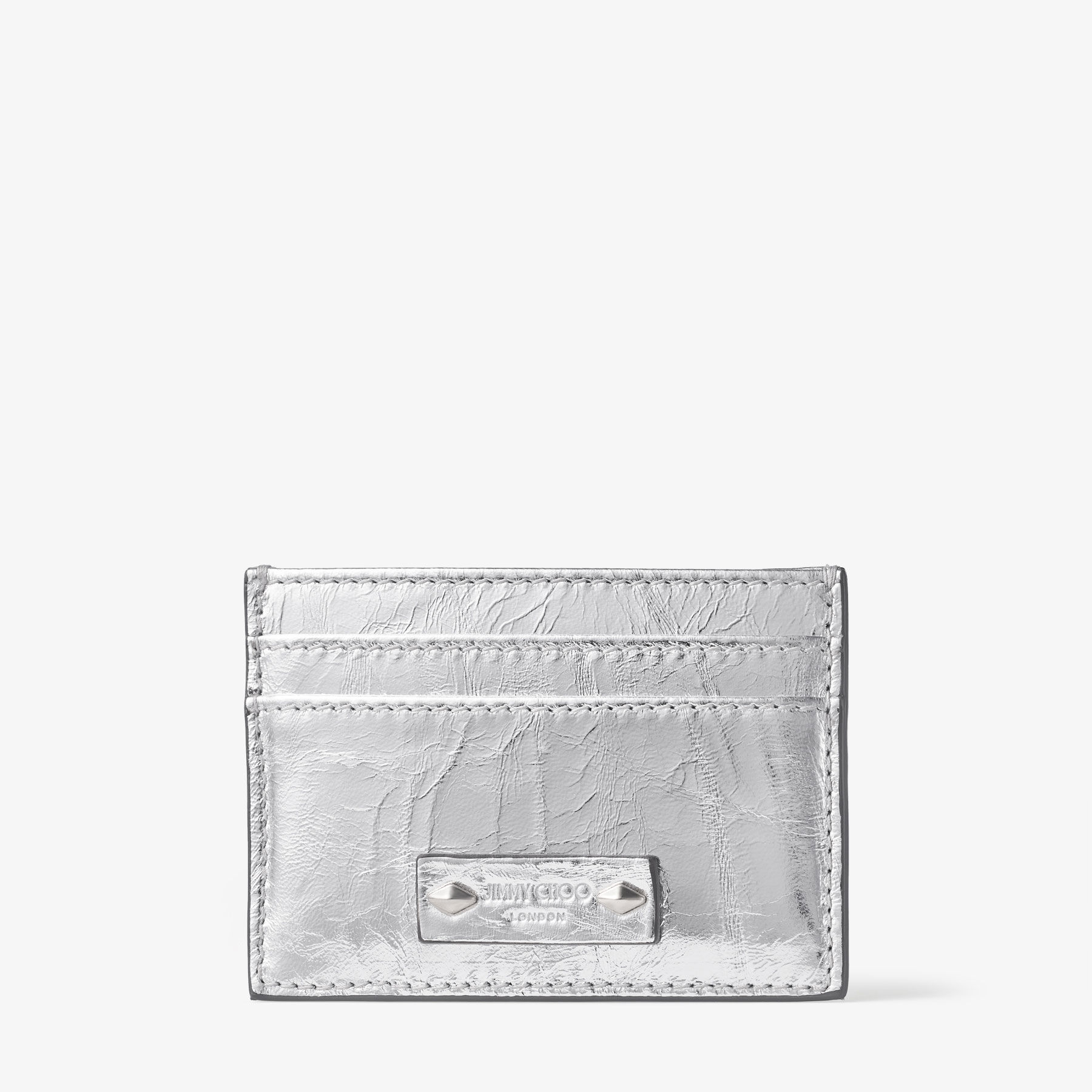 Umika | Silver Vintage Metallic Leather Card Holder | JIMMY CHOO