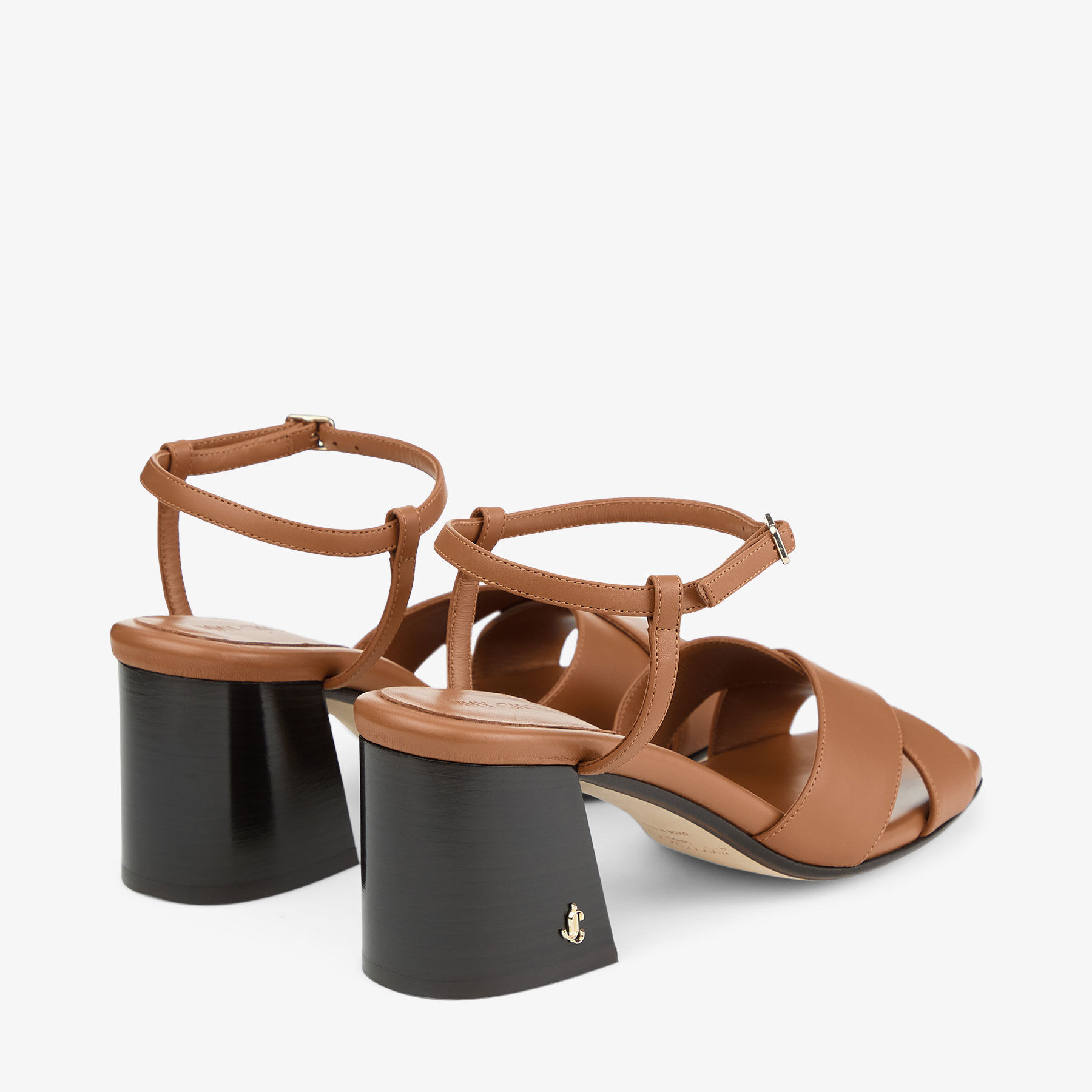 Valla 65 |Tan Vacchetta Leather Block Heel Sandal | JIMMY CHOO