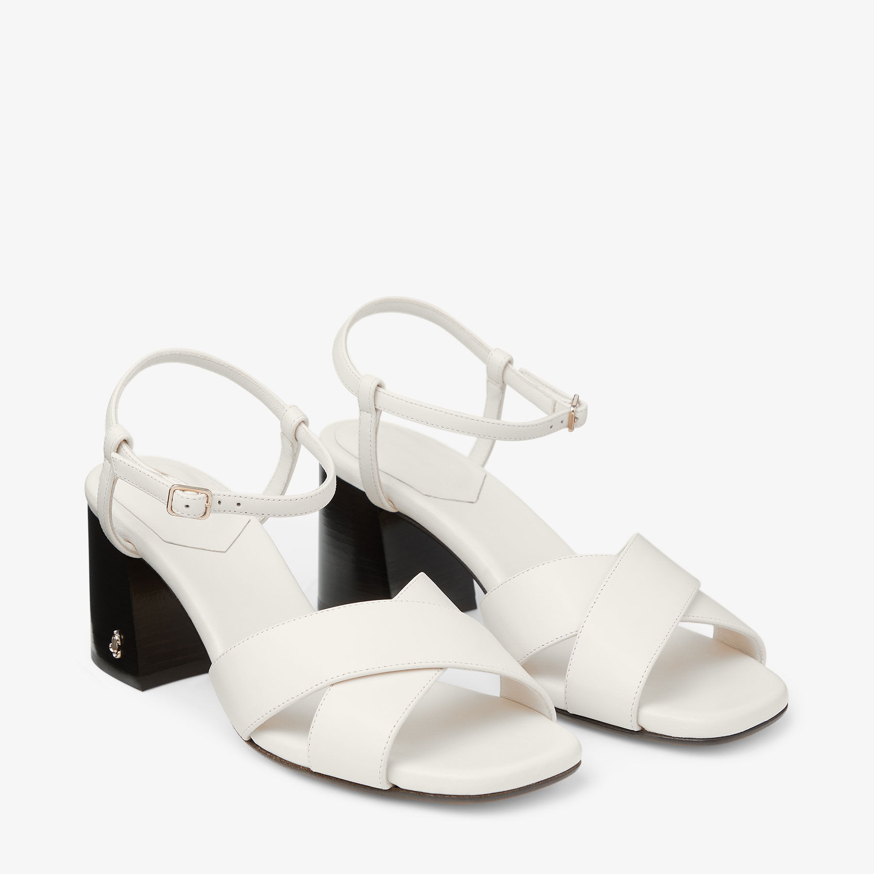 Valla 65 |Latte Vacchetta Leather Block Heel Sandals | JIMMY CHOO