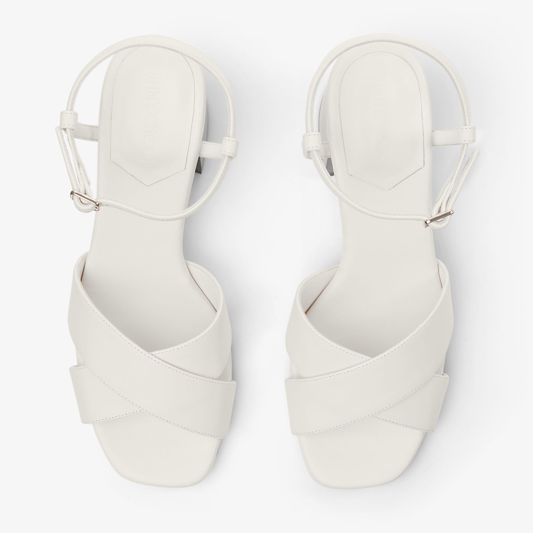 Valla 65 |Latte Vacchetta Leather Block Heel Sandals | JIMMY CHOO