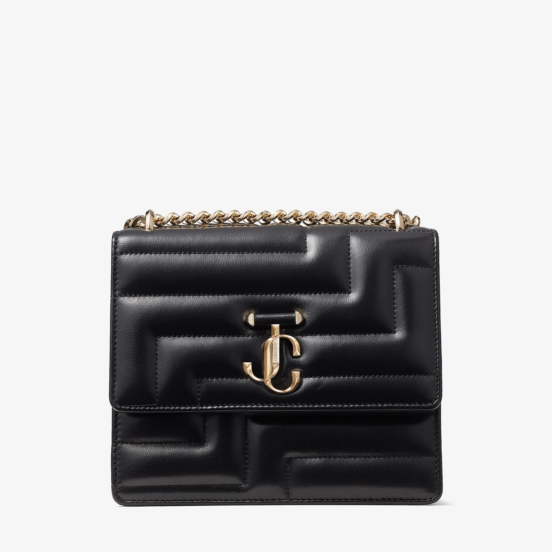 超激安 Black Nappa Nappa Leather Bag with Light Gold JC Emblem バッグ