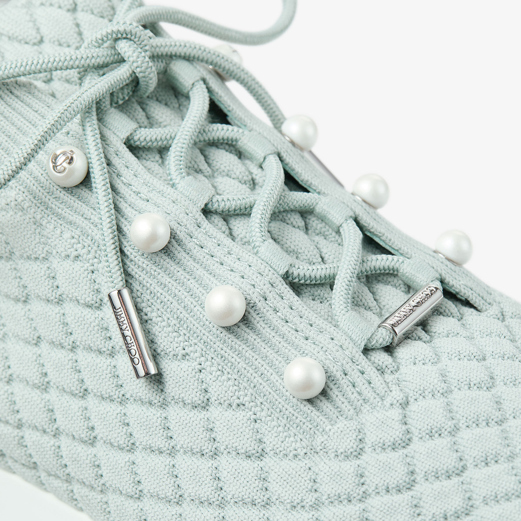 Veles | Light Verde Textured Knit Trainers | JIMMY CHOO